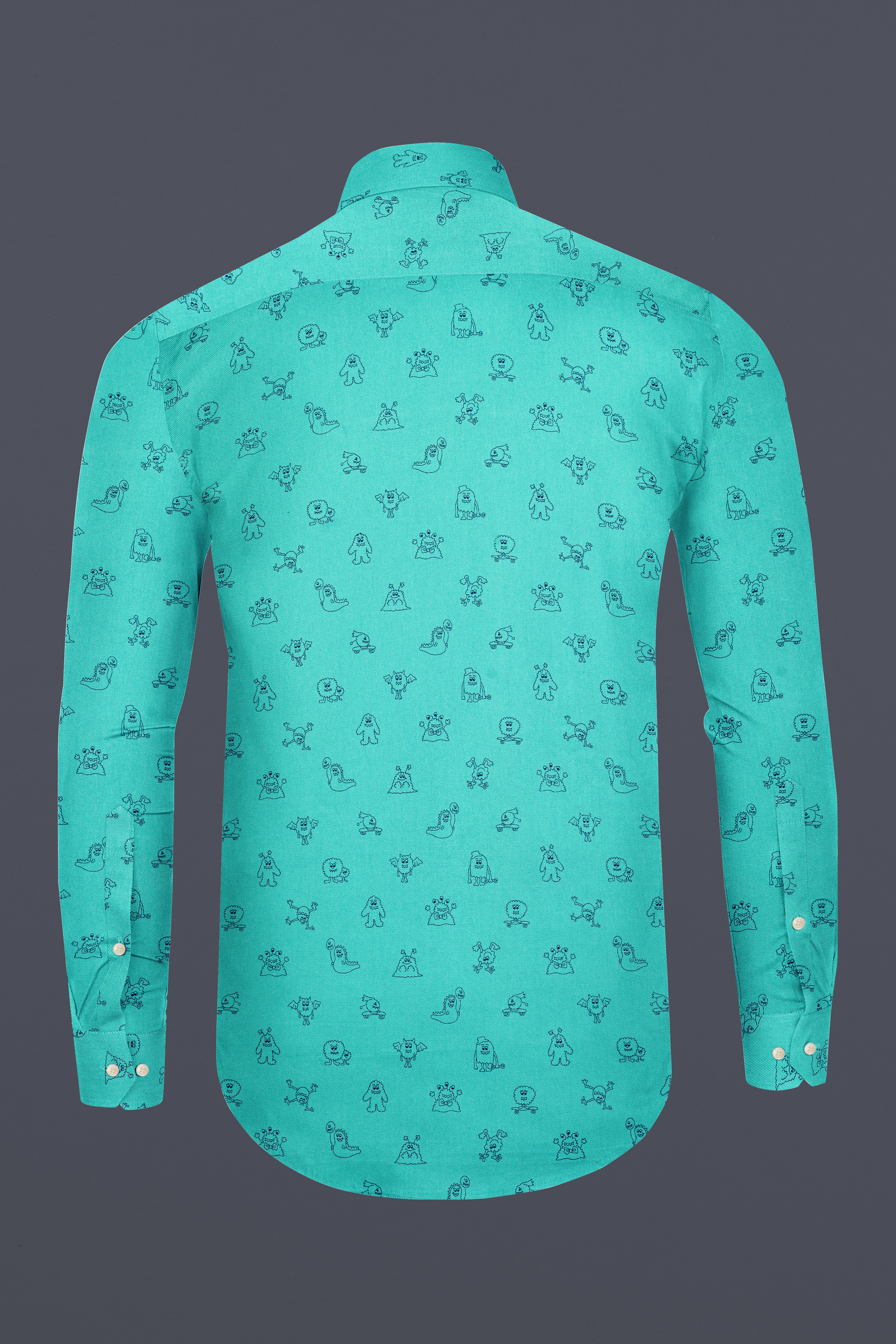 Jellyfish Green with Alien Printed Royal Oxford Designer Shirt