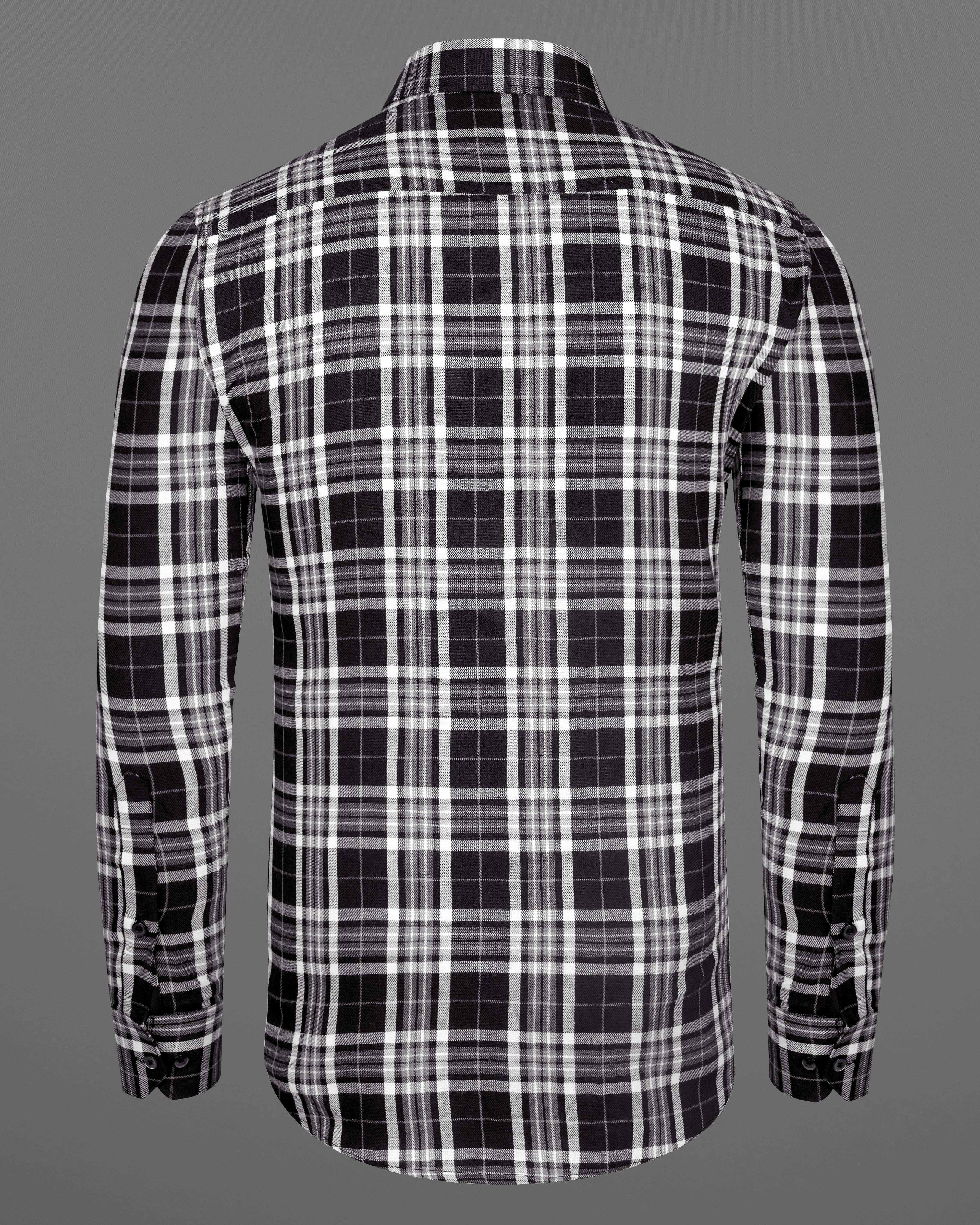 Jade Black and White Twill Plaid Premium Cotton Shirt