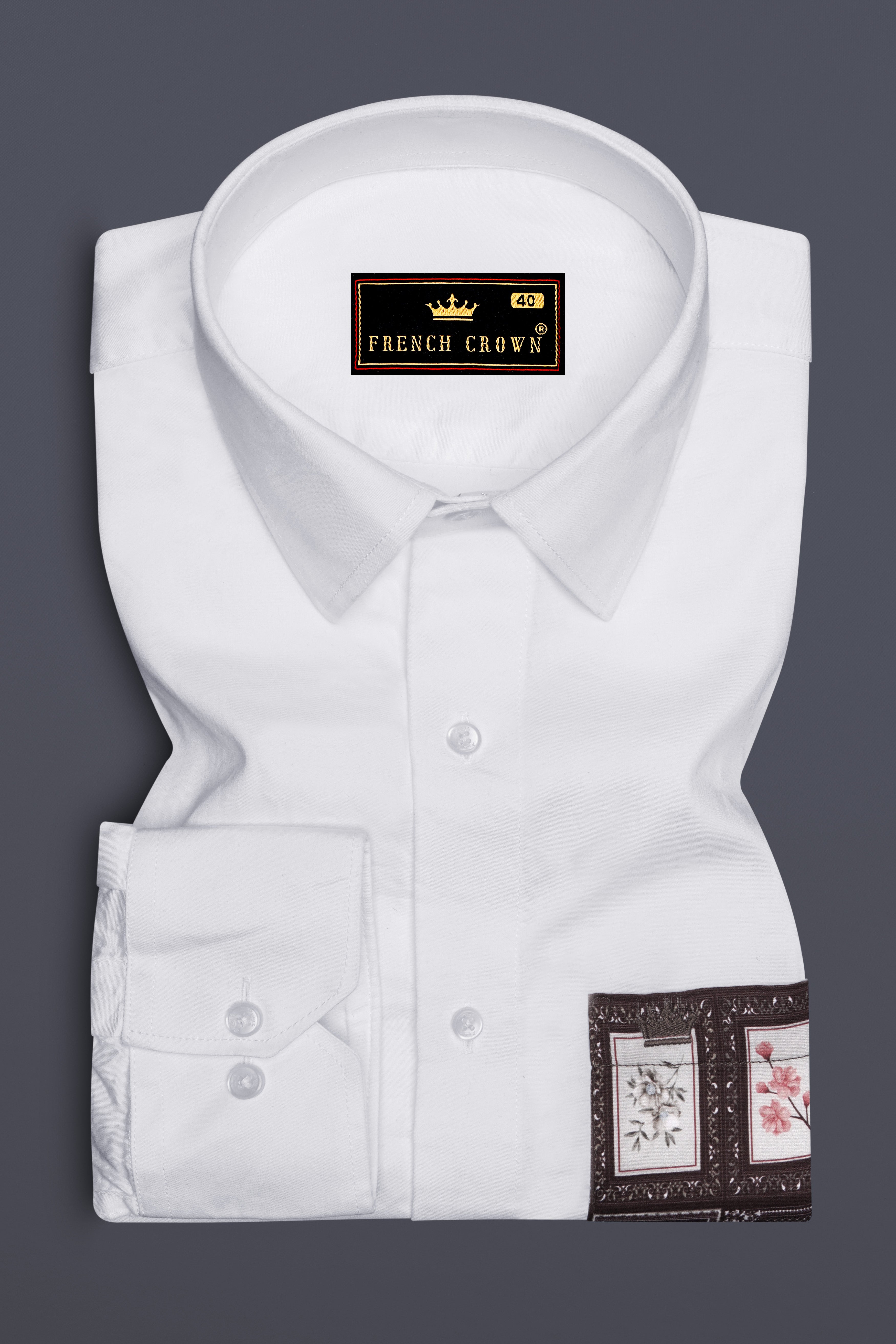 Bright White with Frame Printed Patch Pocket Super Soft Premium Cotton Designer Shirt