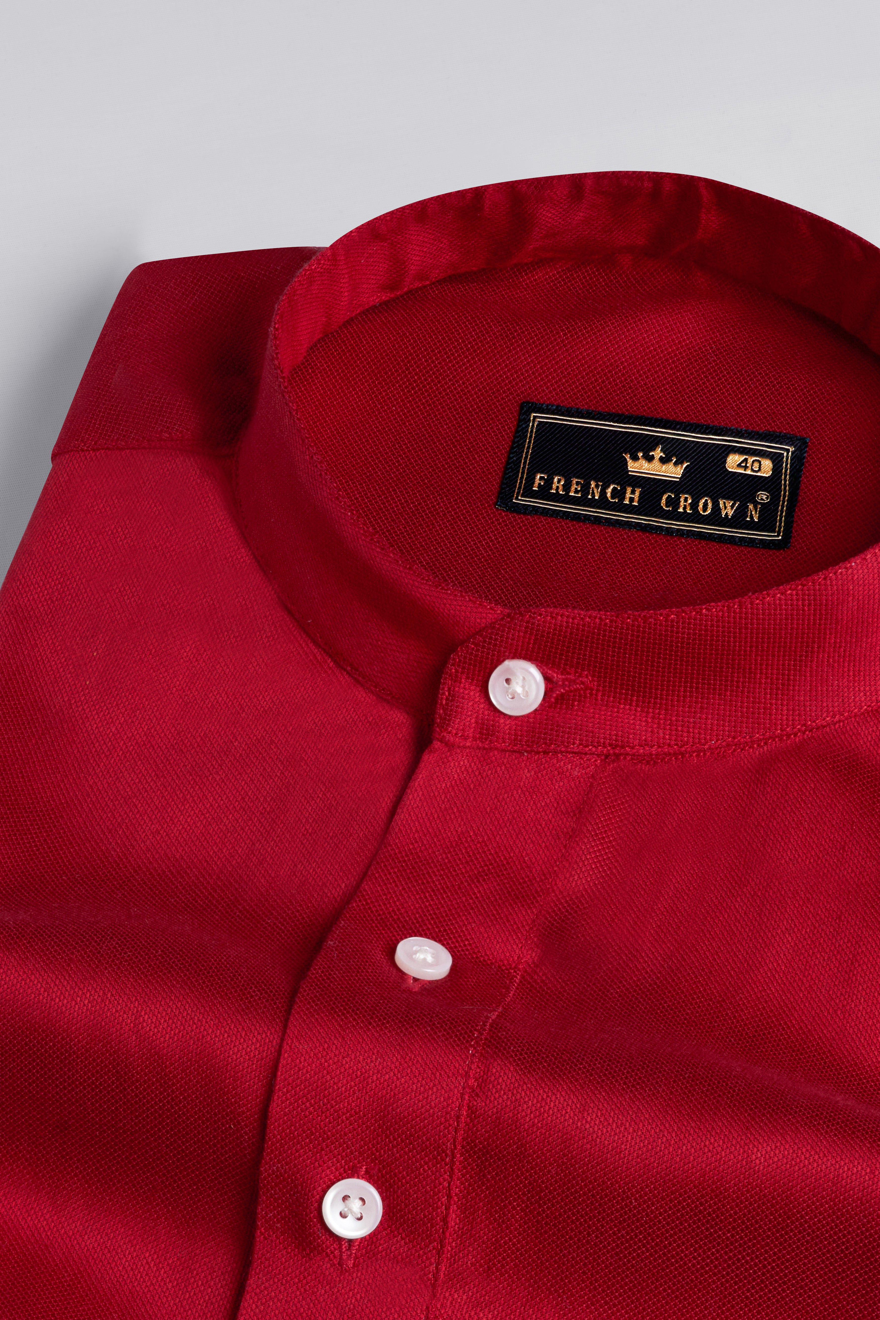 Shiraz Red Hand Painted Dobby Premium Giza Cotton Designer Shirt