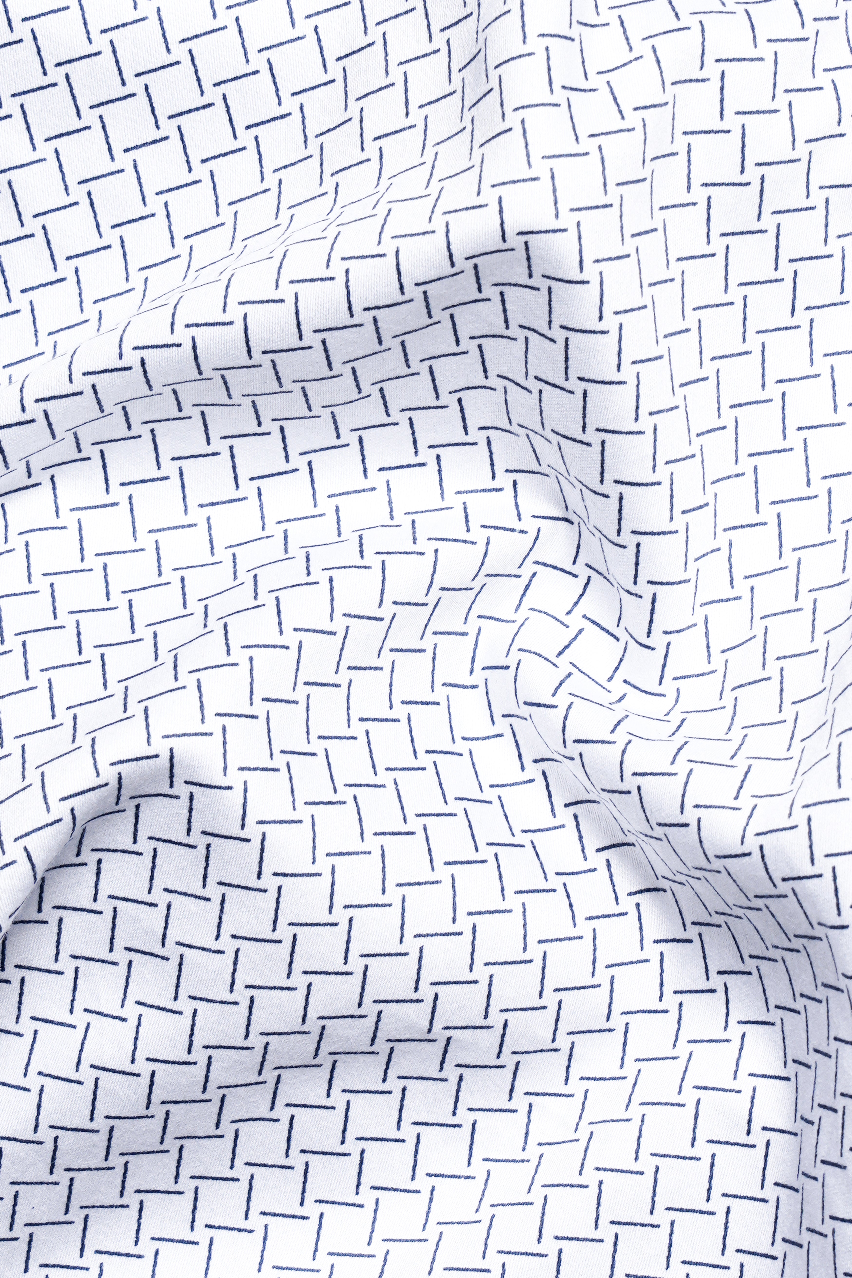 Bright White with Meteorite Blue Printed Twill Premium Cotton Shirt