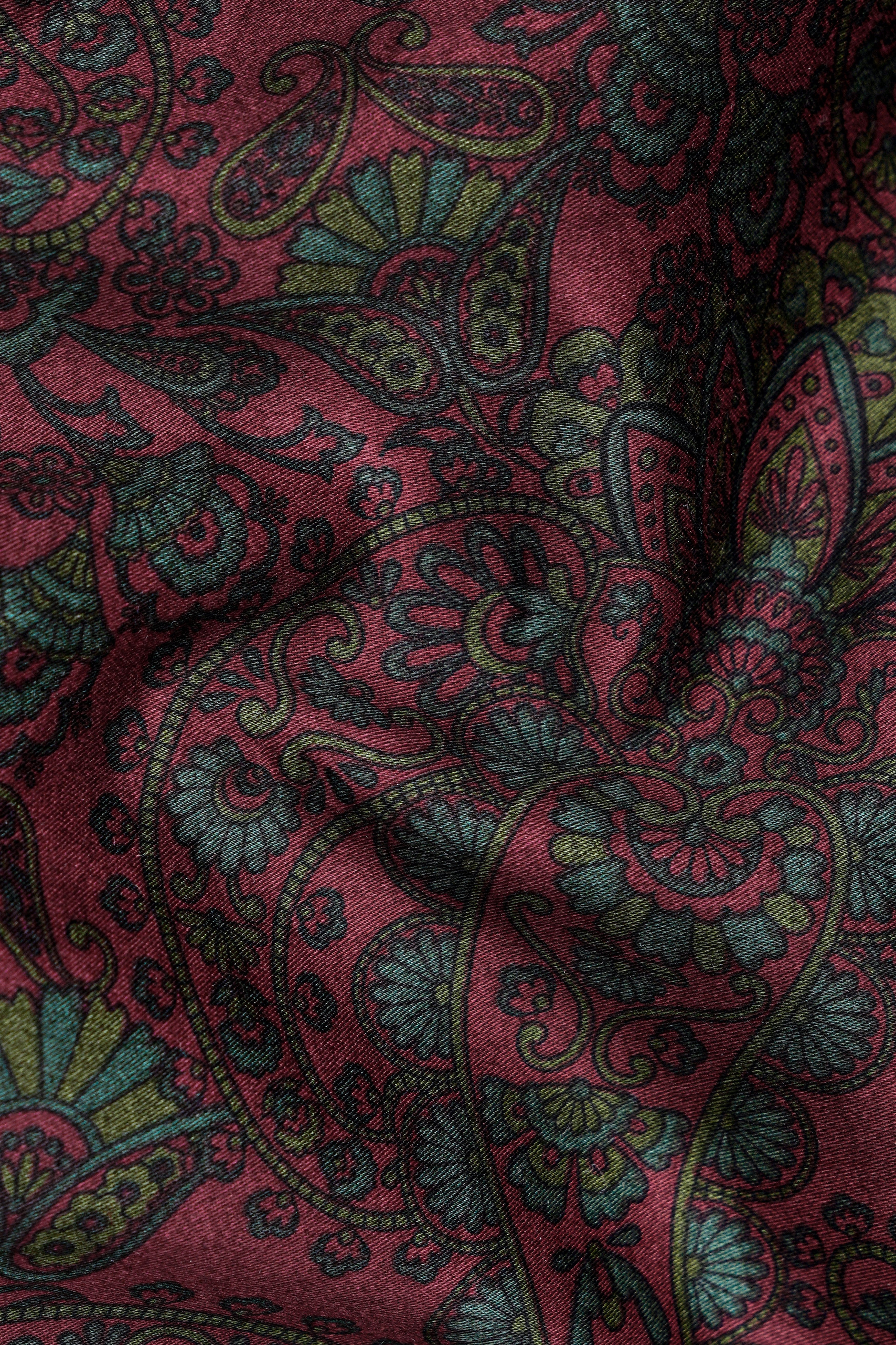 Monarch Maroon with William Green Paisley Printed Super Soft Premium Cotton Shirt
