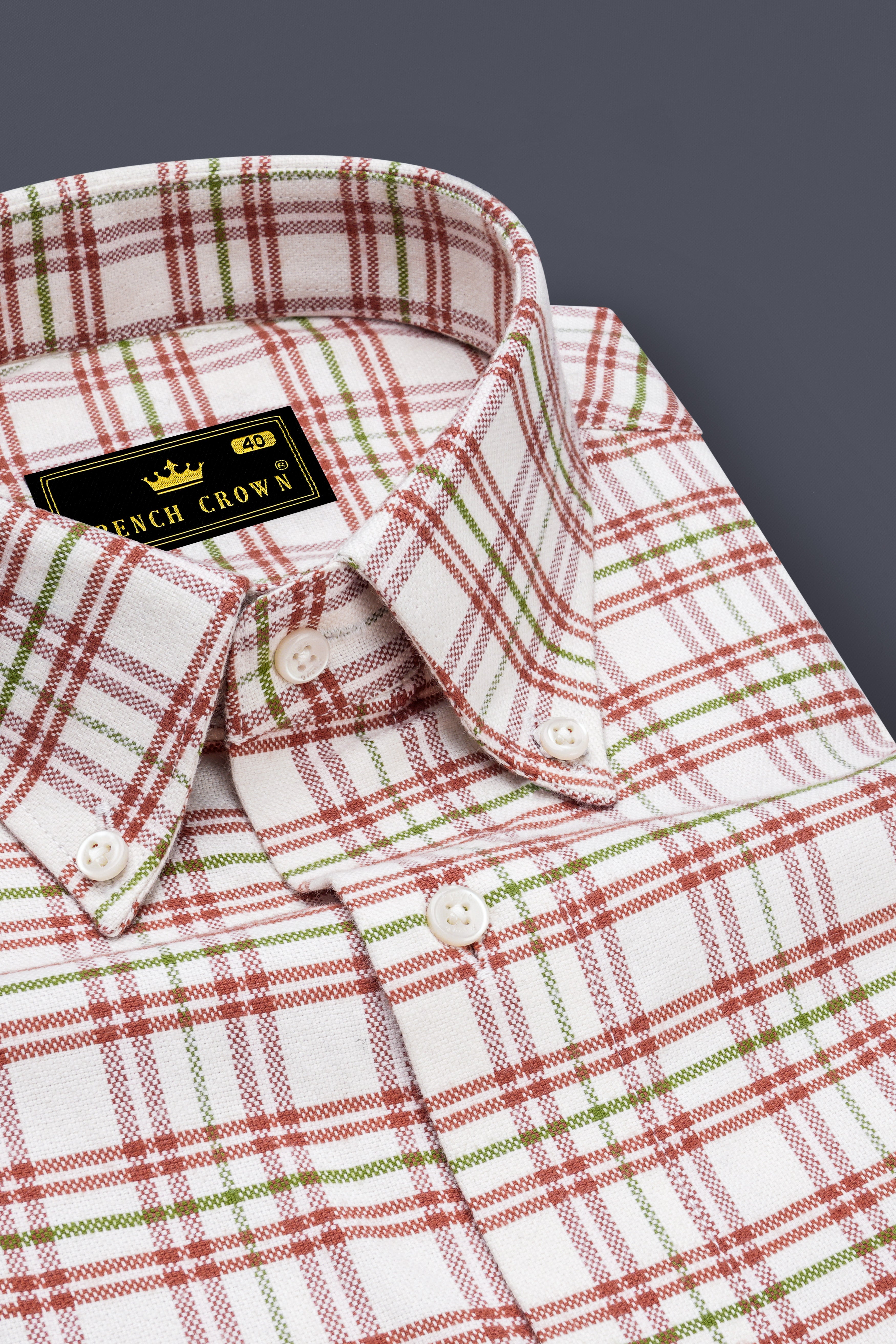 Narvik Cream with Tuscany Orange Plaid Royal Oxford OverShirt/Shacket