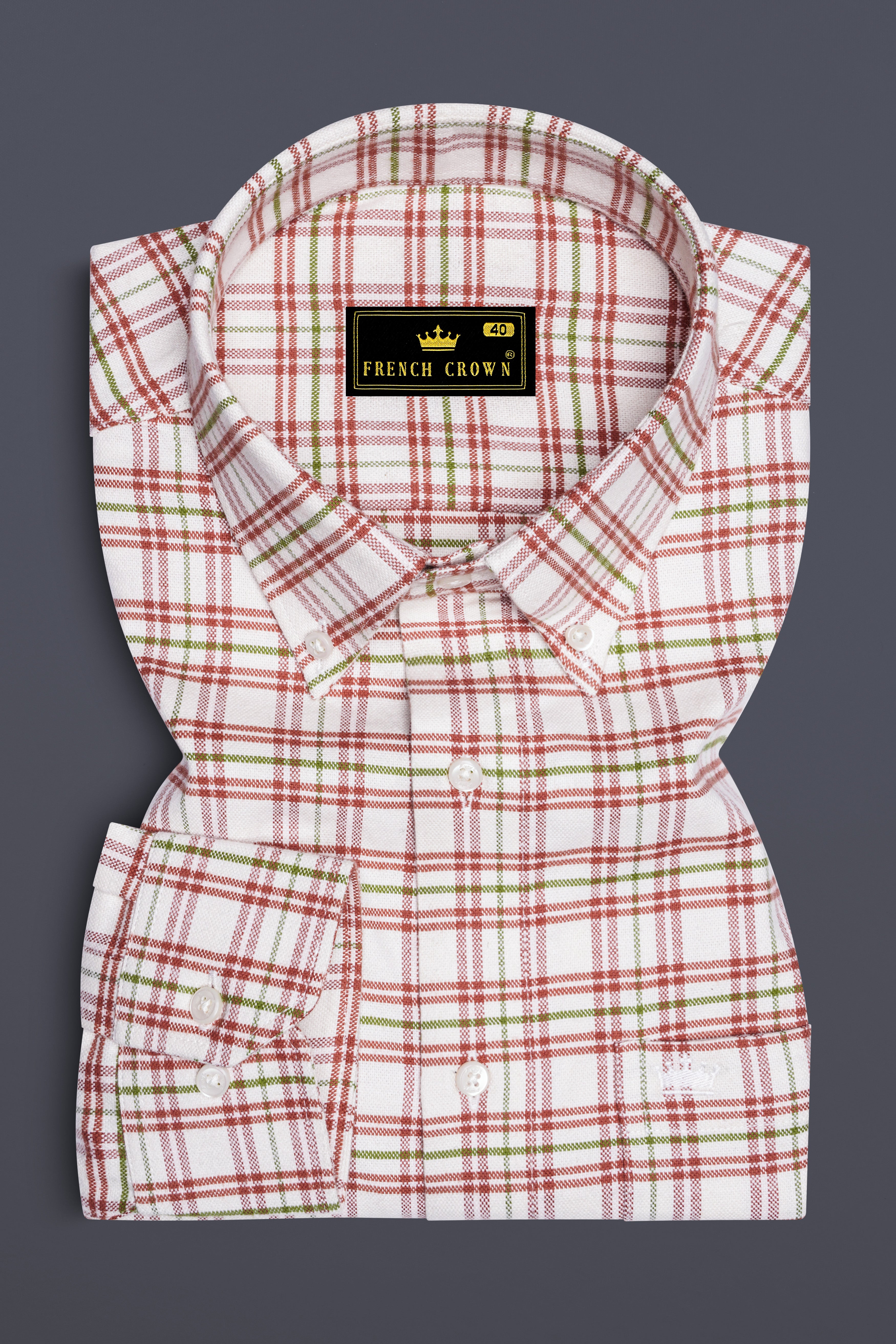 Narvik Cream with Tuscany Orange Plaid Royal Oxford OverShirt/Shacket