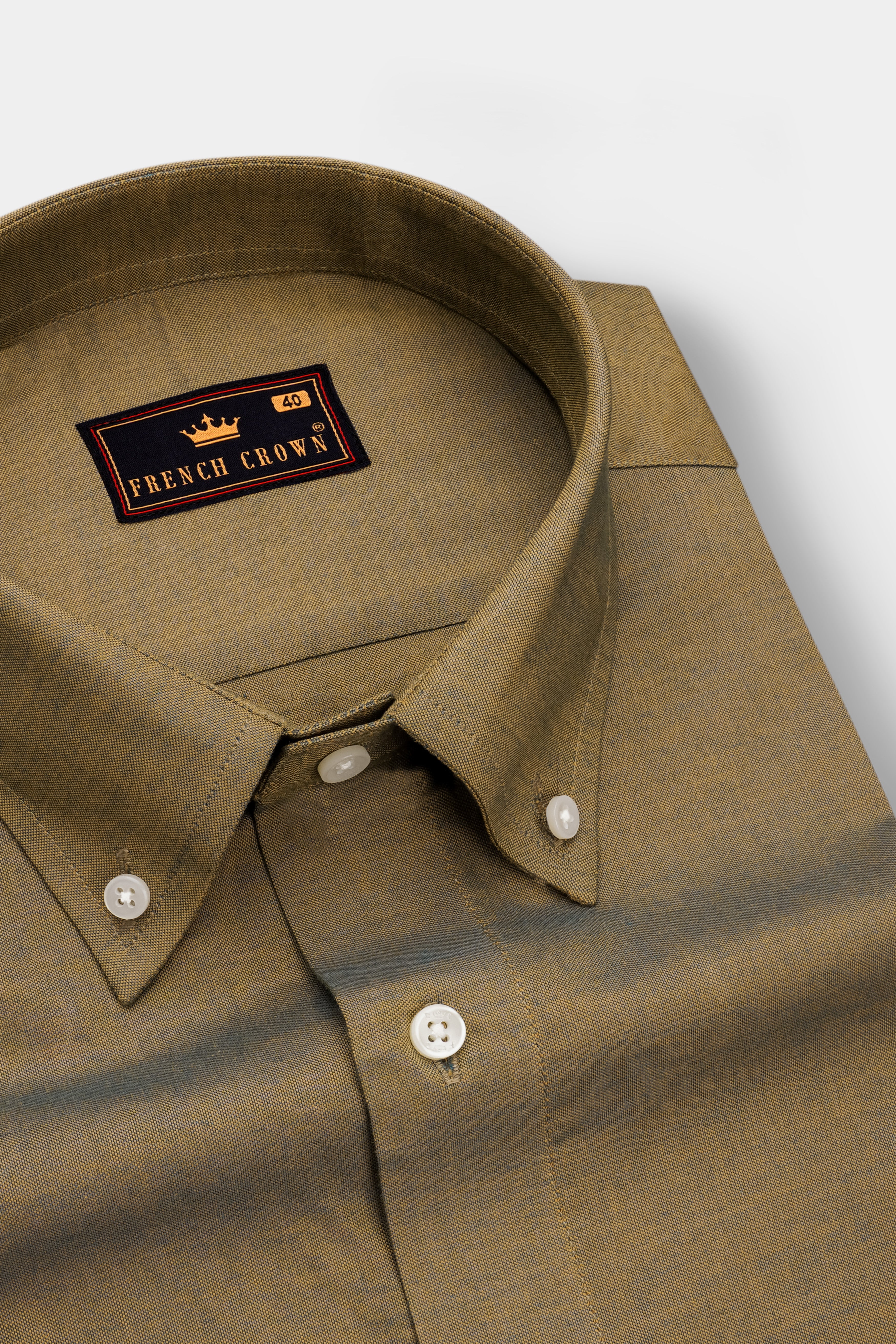 Taupe Brown Button Down Chambray Shirt