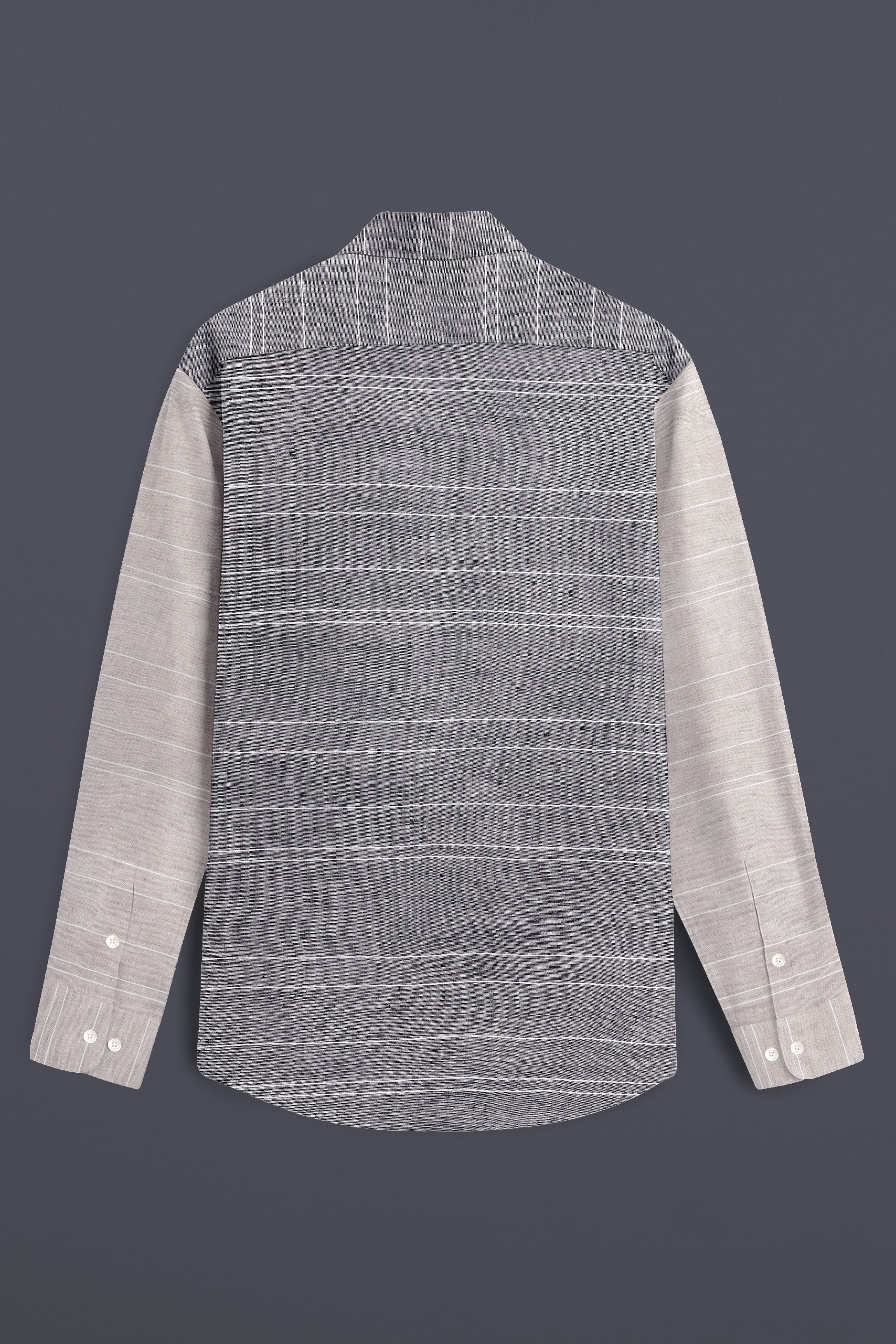 Mercury Light Brown with Venus Gray Striped Luxurious Linen Designer Shirt