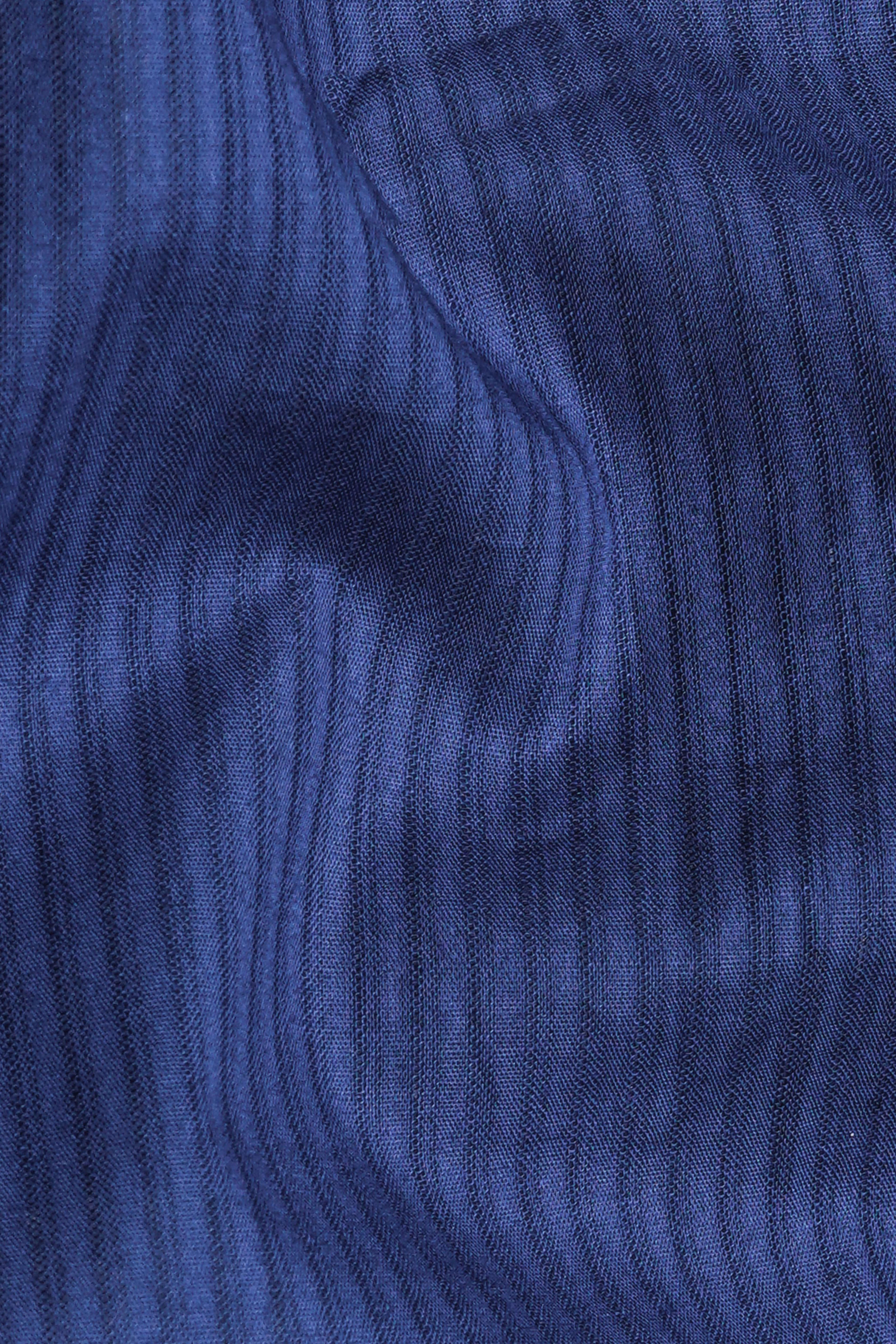 Rhino Blue Pinstriped with Patchwork Dobby Premium Giza Cotton Designer Shirt