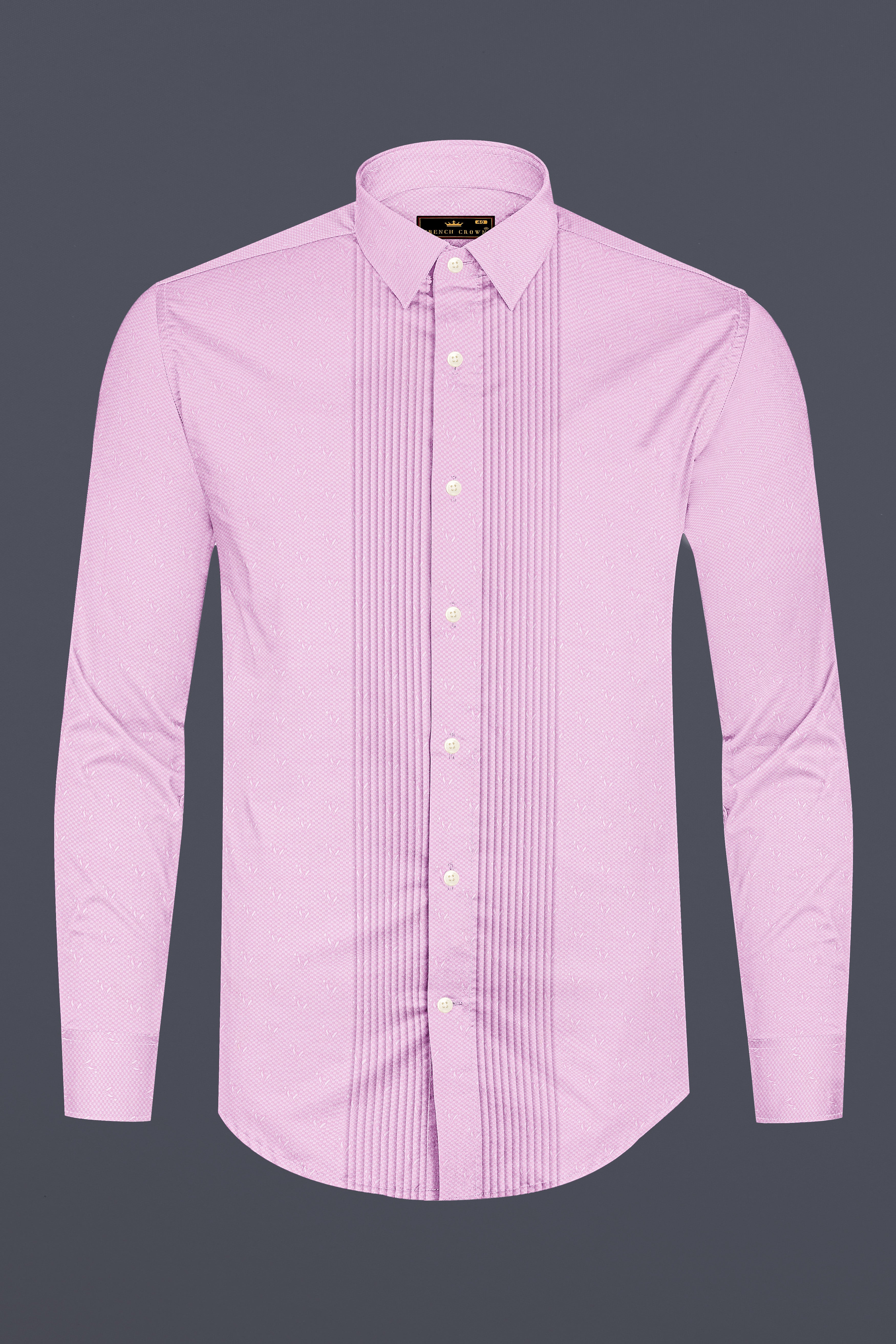 Carousel Pink Snake Dobby Textured Premium Giza Cotton Tuxedo Shirt