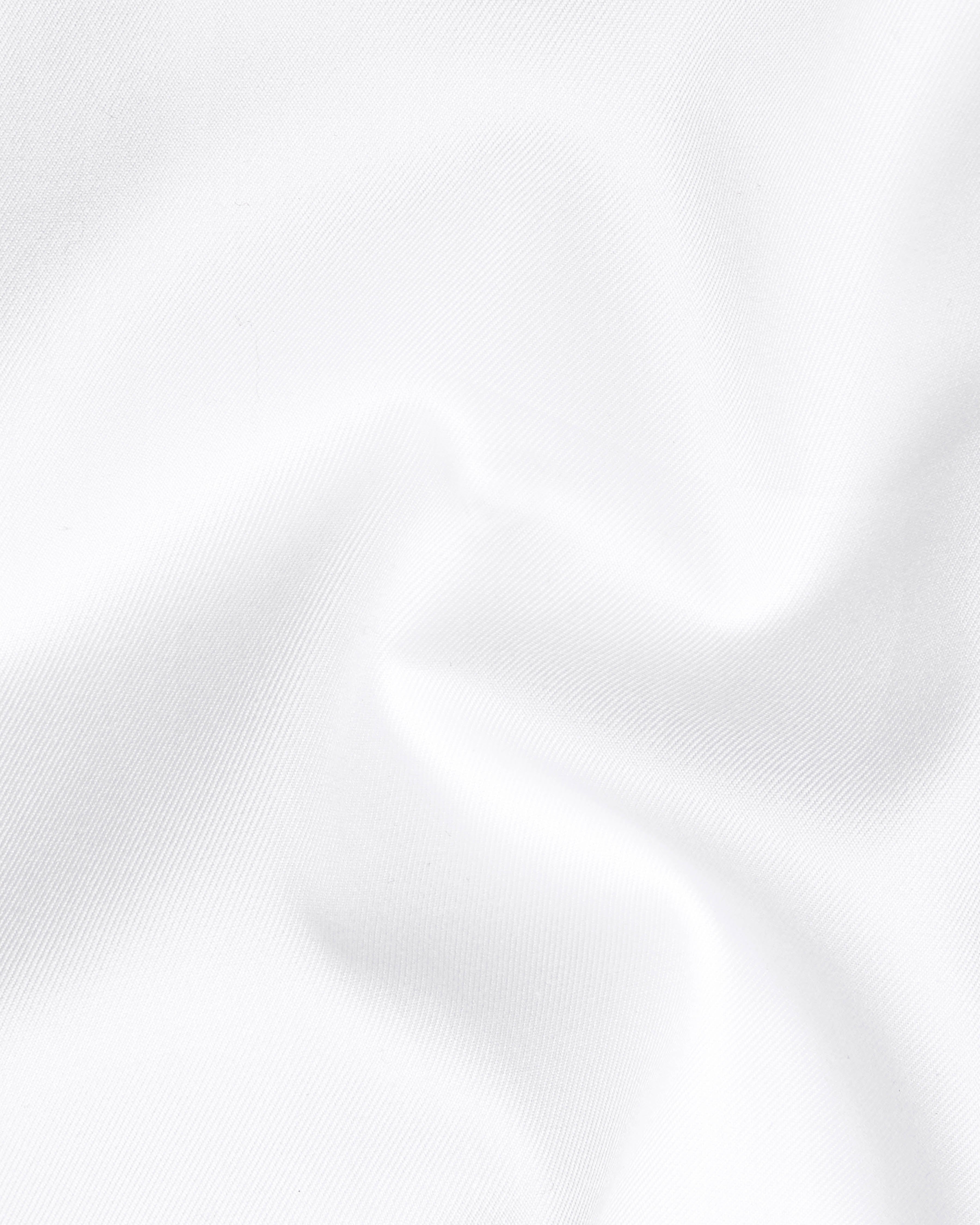 Bright White Twill Textured Giza Cotton Shirt