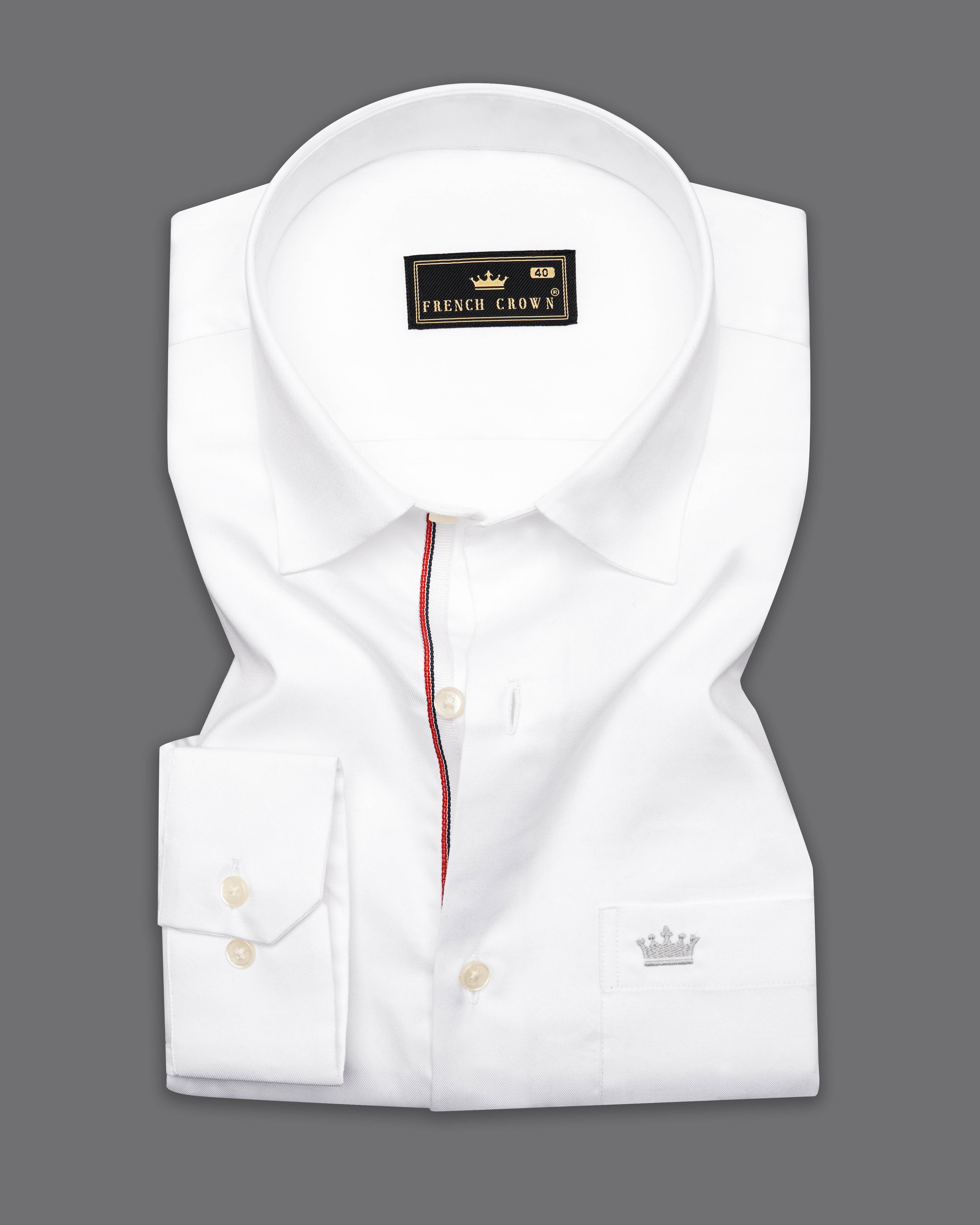 Bright White Twill Textured Giza Cotton Shirt