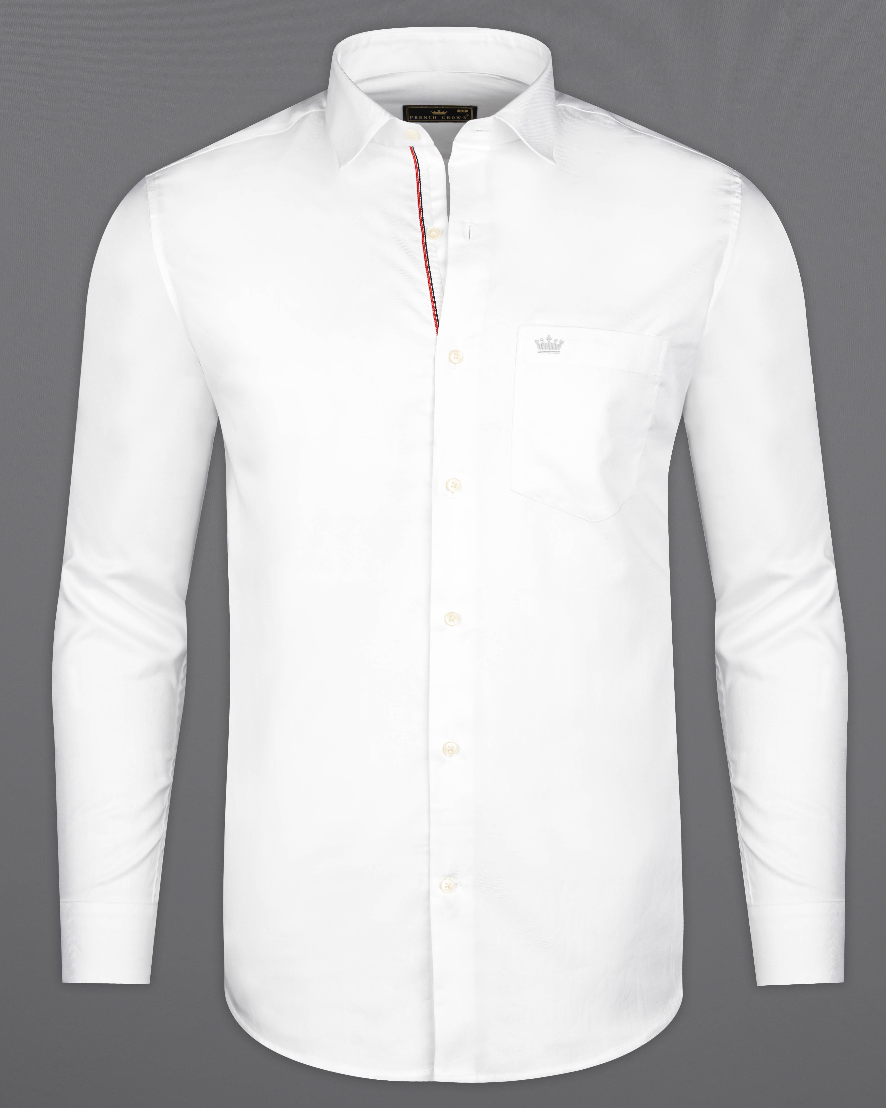 Bright White Twill Textured Giza Cotton Shirt