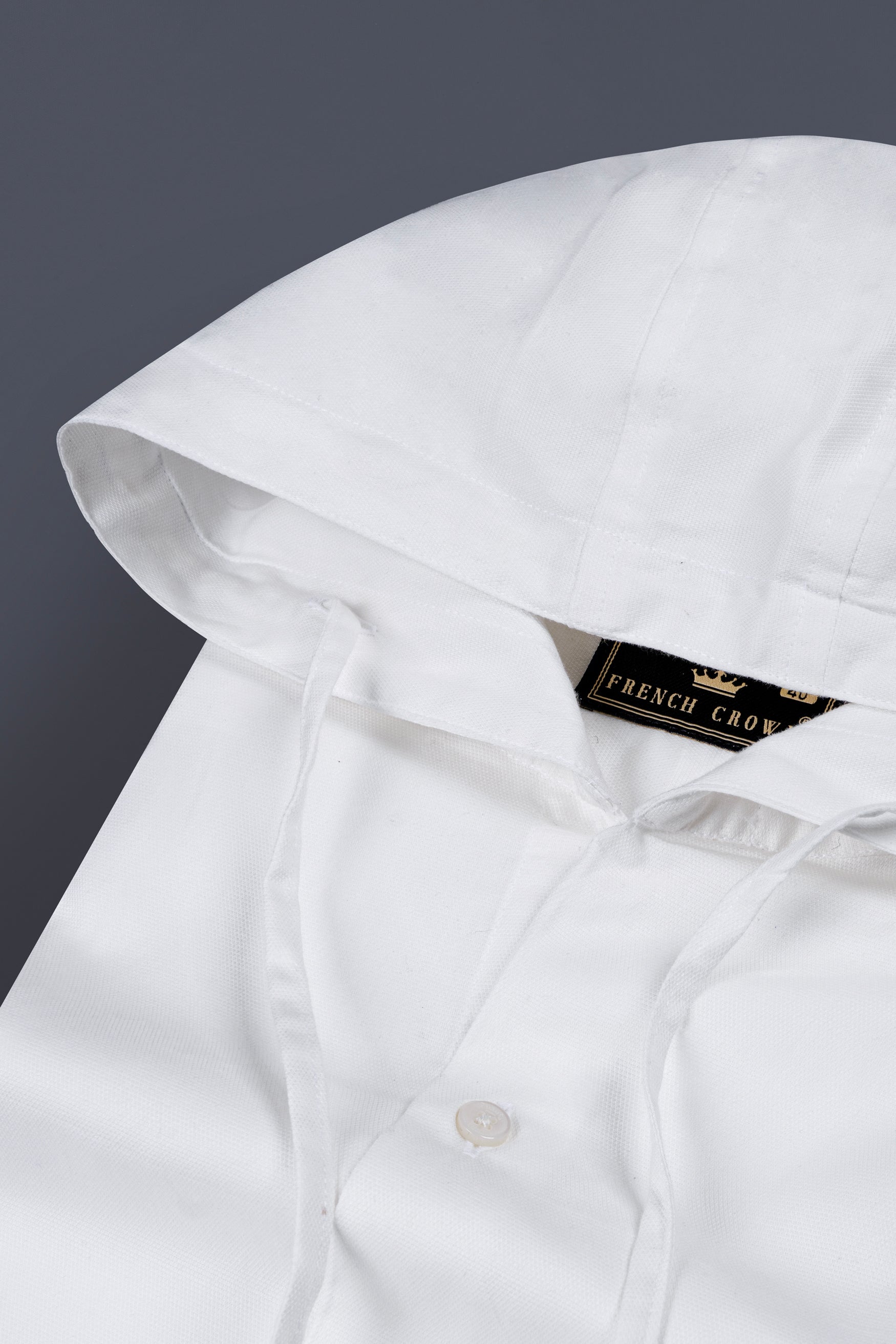 Bright White Dobby Premium Giza Cotton Hoody Shirt