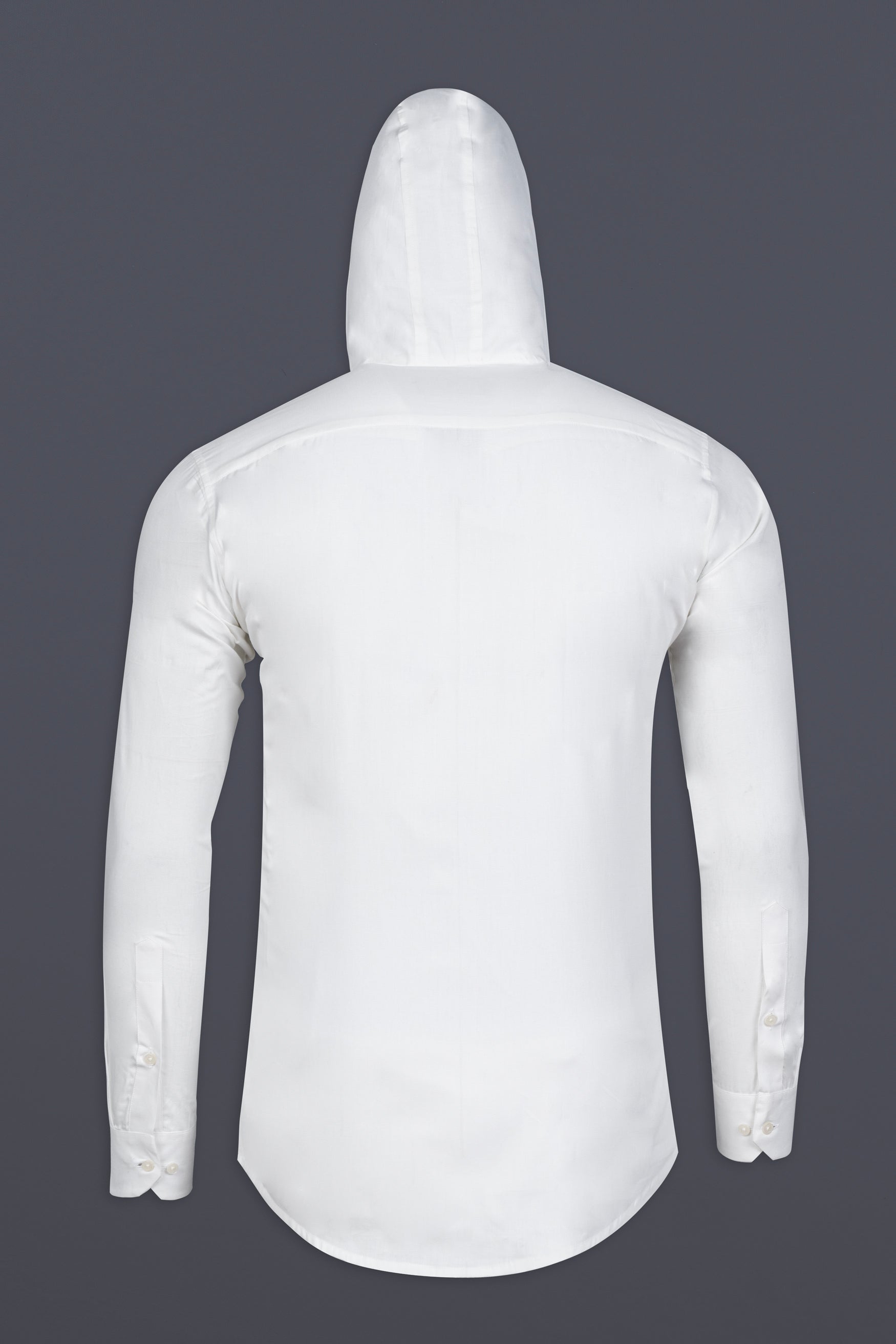 Bright White Dobby Premium Giza Cotton Hoody Shirt