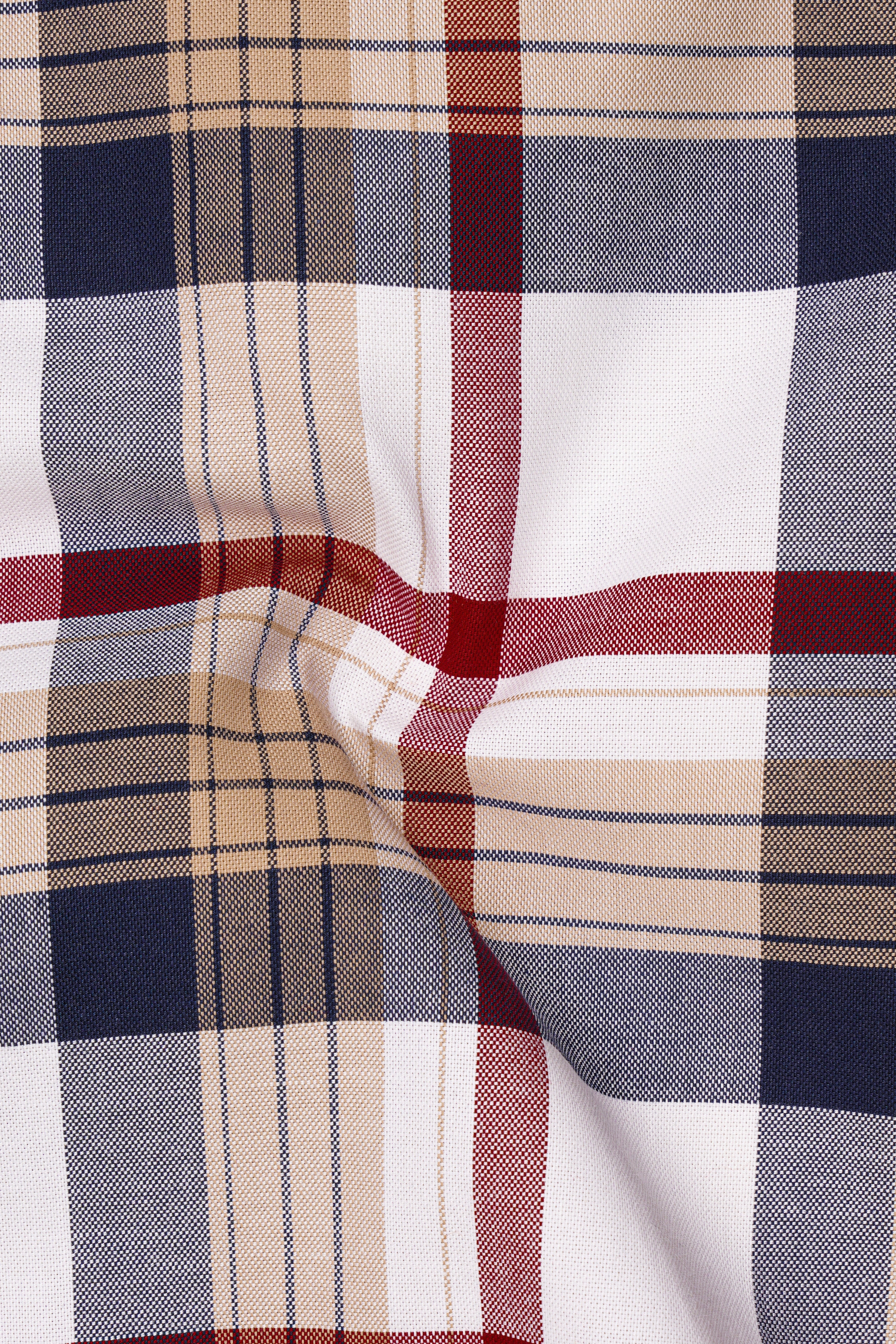 Bright White with Haiti Blue Multicolour Plaid Royal Oxford Shirt