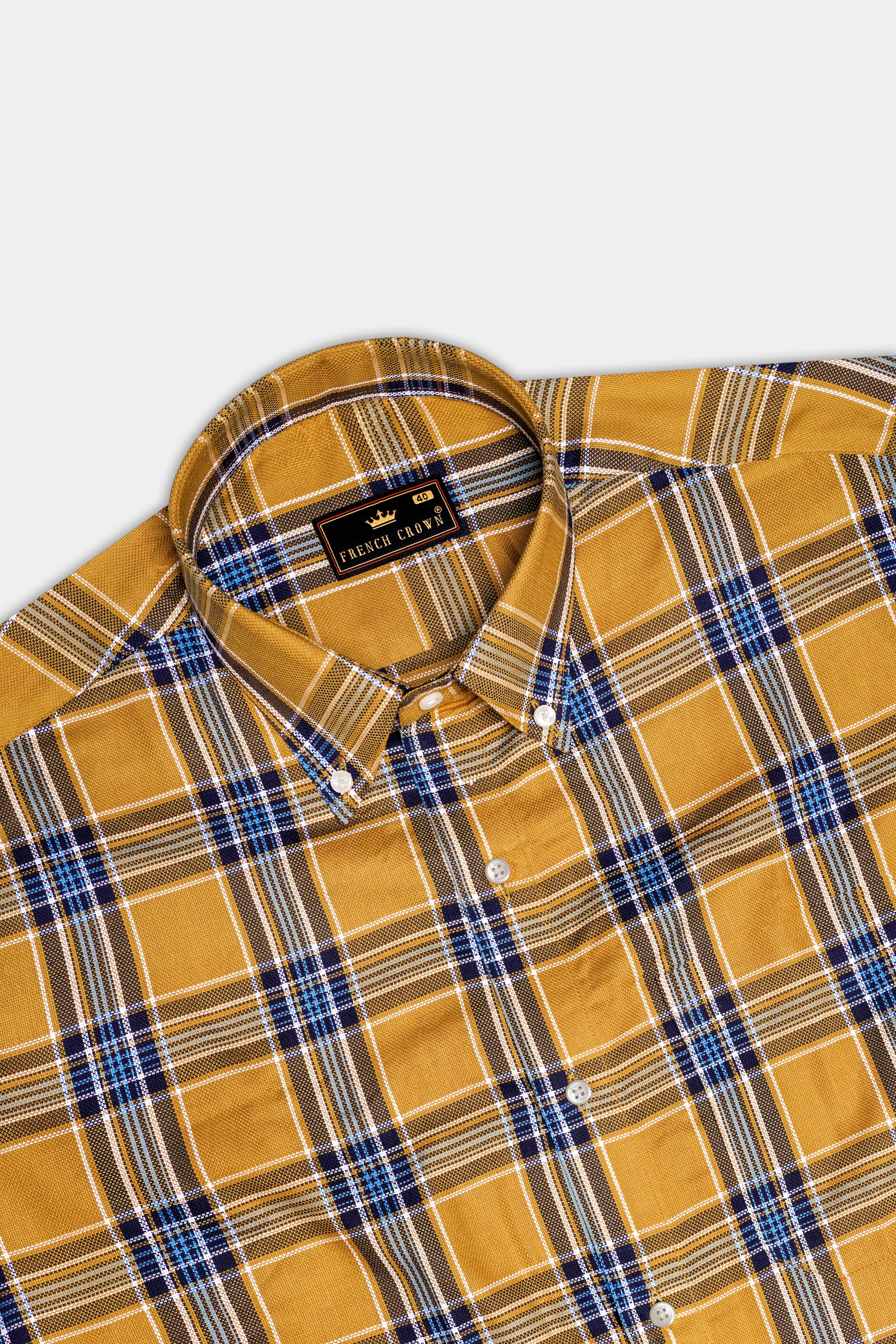 Equator Brown Plaid Dobby Textured Premium Giza Cotton Shirt