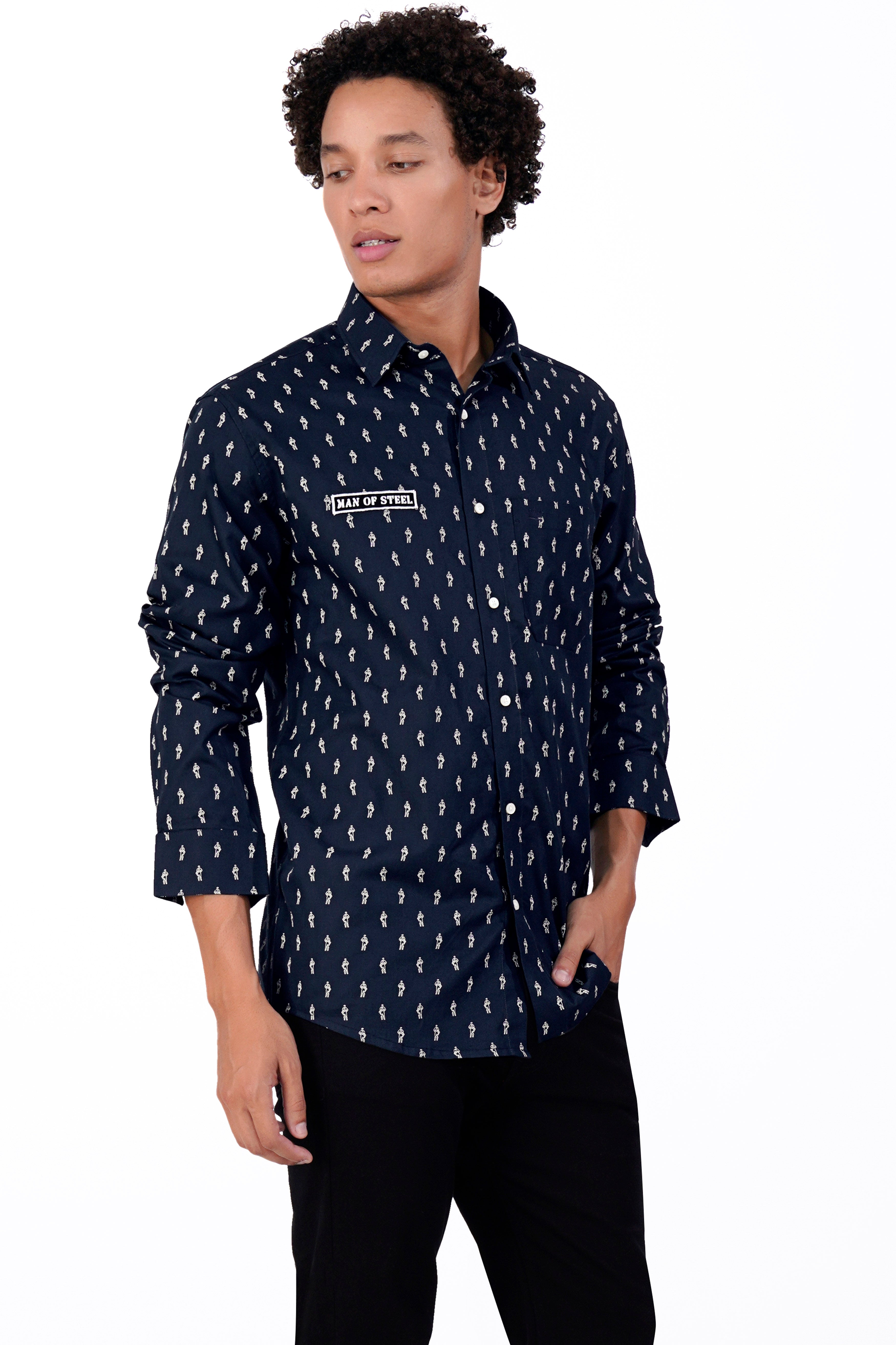 Cinder Blue and White Printed with Patchwork Royal Oxford Designer Shirt 8626-E201-38, 8626-E201-H-38, 8626-E201-39, 8626-E201-H-39, 8626-E201-40, 8626-E201-H-40, 8626-E201-42, 8626-E201-H-42, 8626-E201-44, 8626-E201-H-44, 8626-E201-46, 8626-E201-H-46, 8626-E201-48, 8626-E201-H-48, 8626-E201-50, 8626-E201-H-50, 8626-E201-52, 8626-E201-H-52
