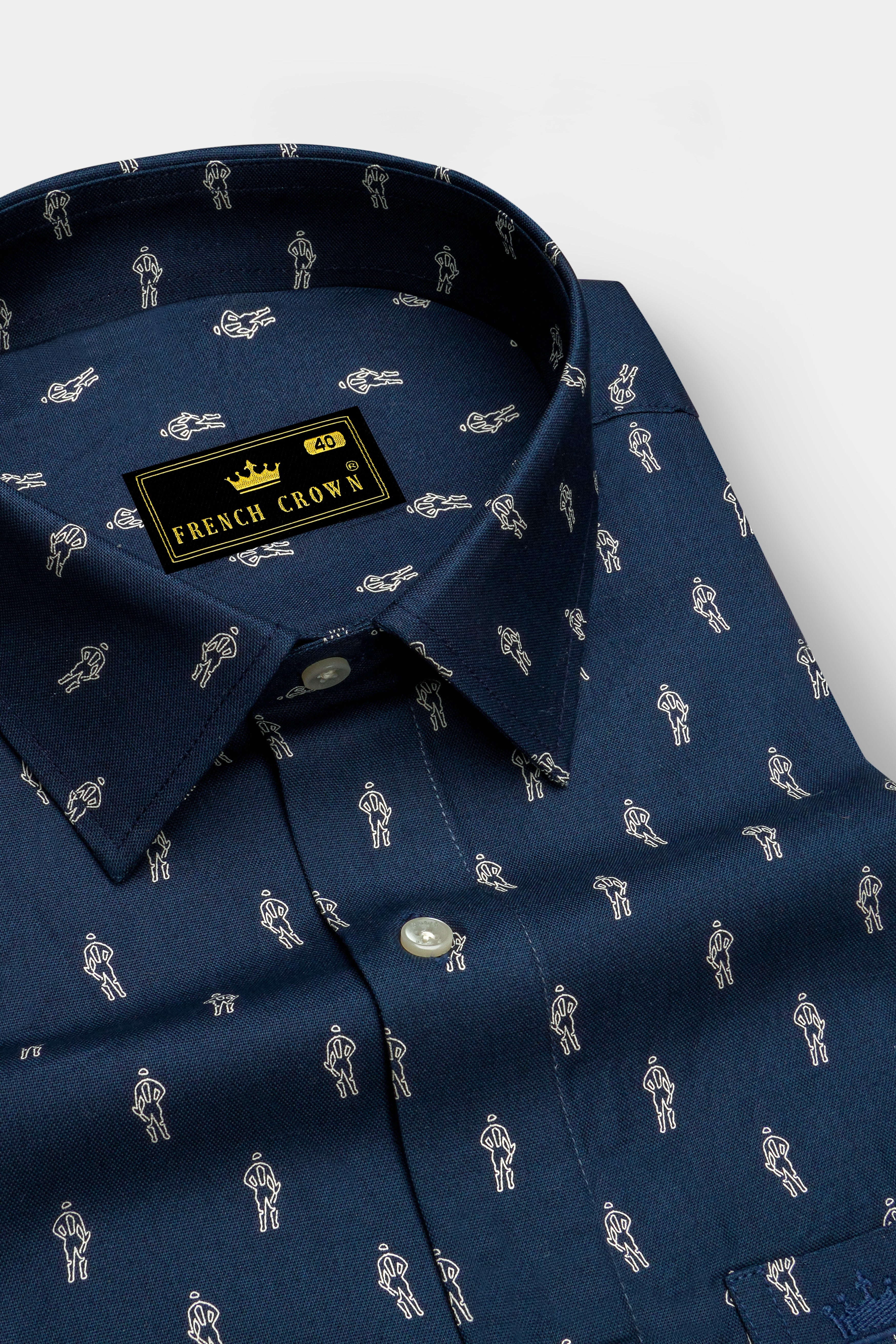 Firefly Blue Printed Royal Oxford Shirt