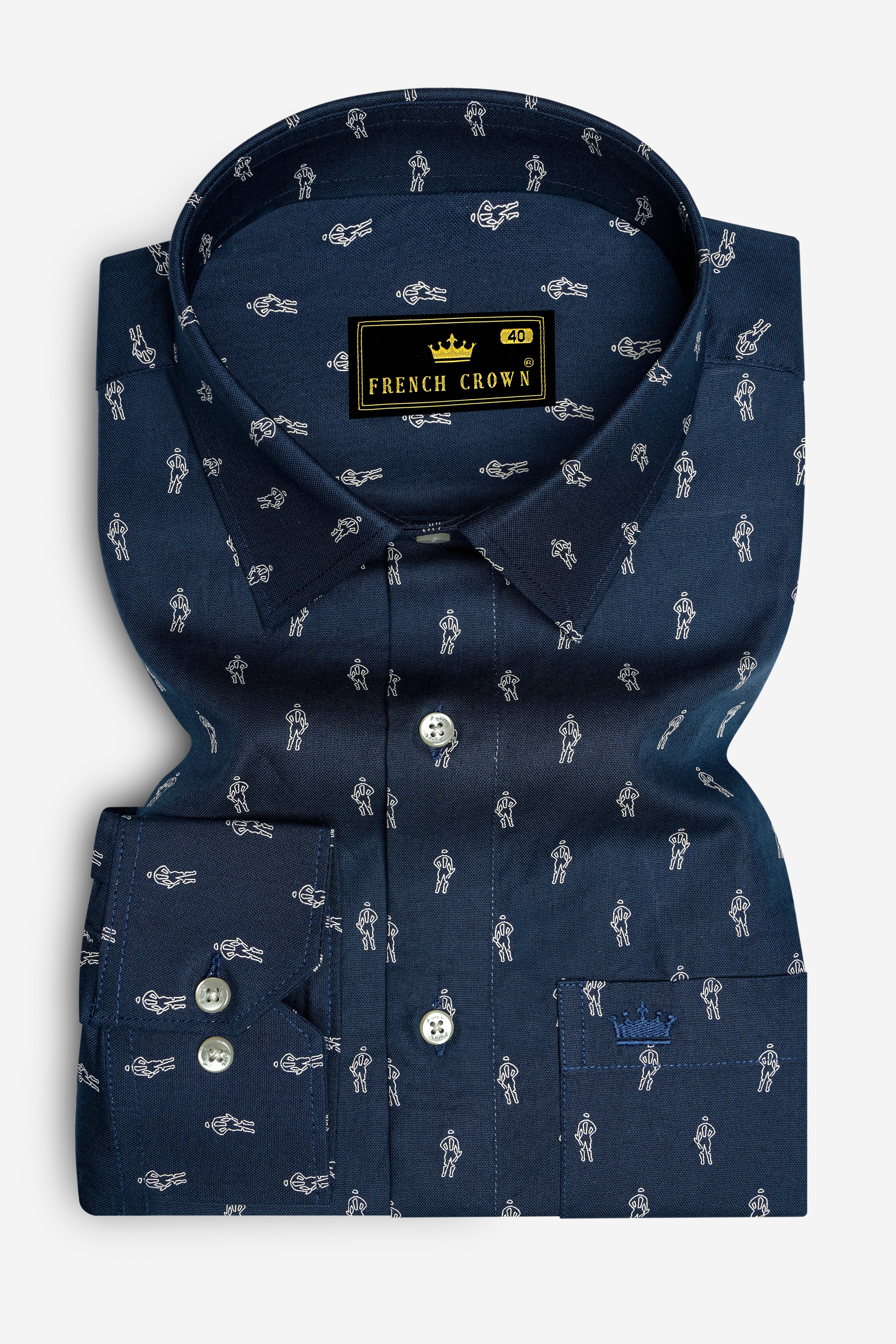 Firefly Blue Printed Royal Oxford Shirt