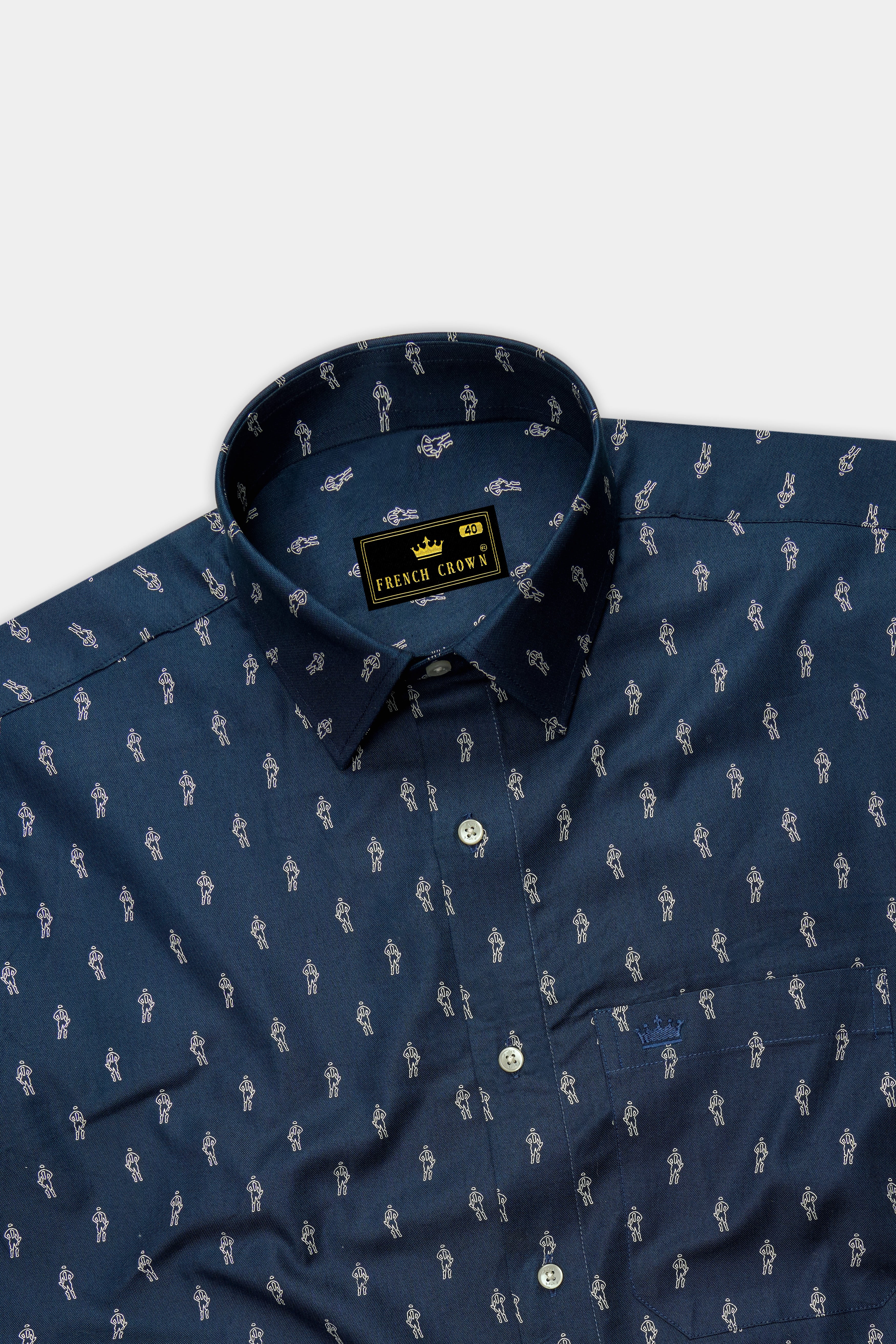 Firefly Blue Printed Royal Oxford Shirt