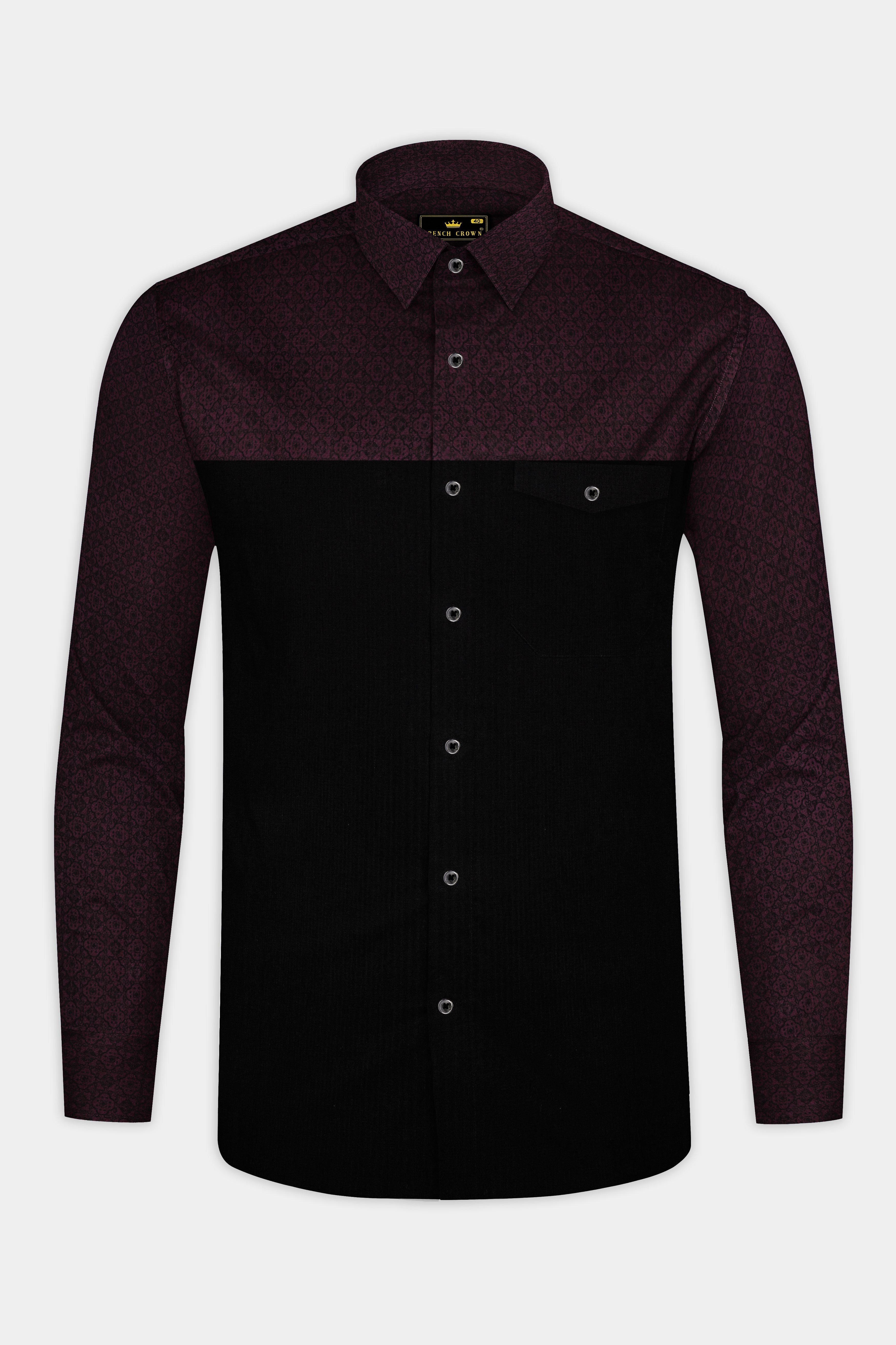 Thunder Violet with Jade Black Super Soft Premium Cotton Designer Shirt