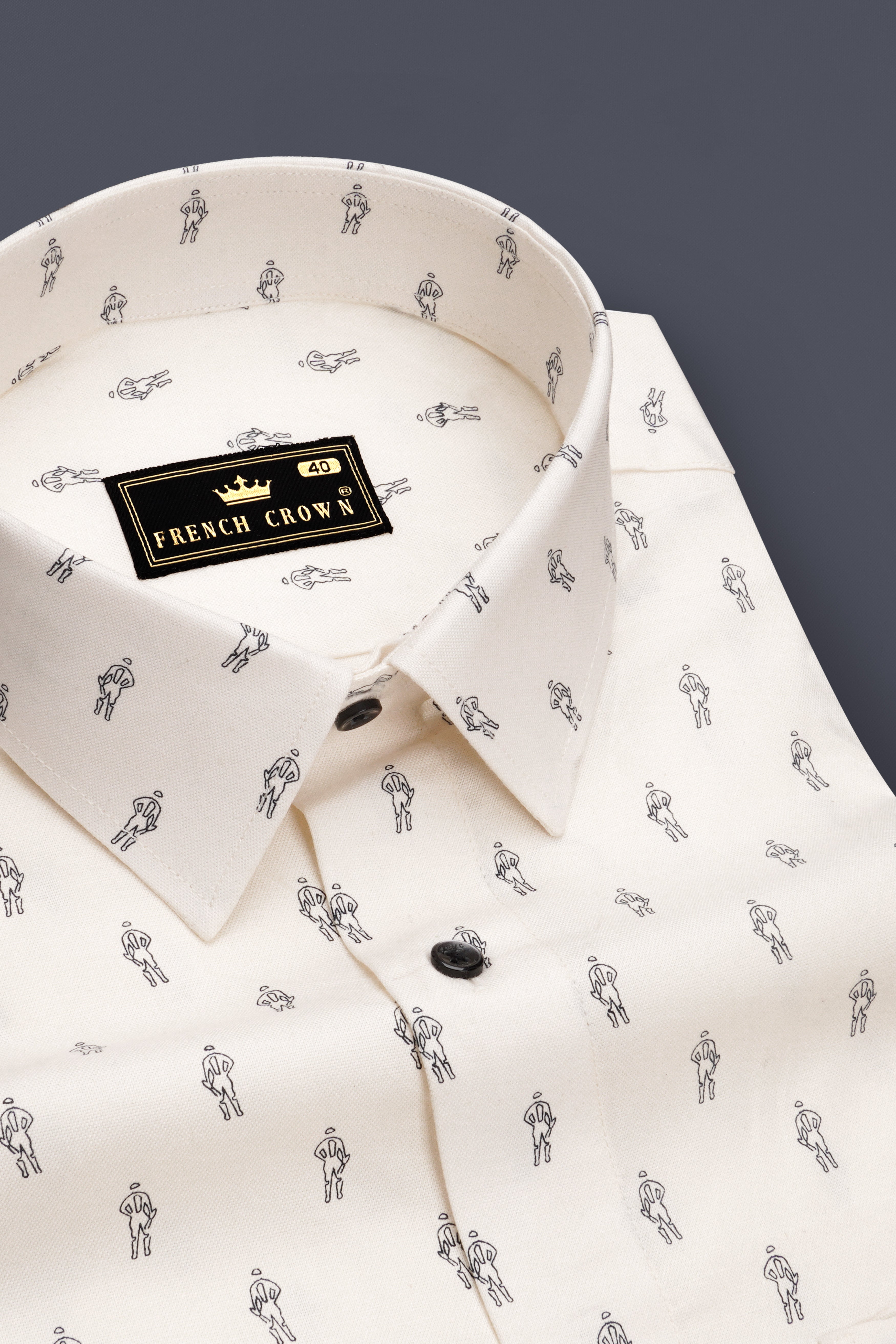 Antique Cream Printed Royal Oxford Shirt