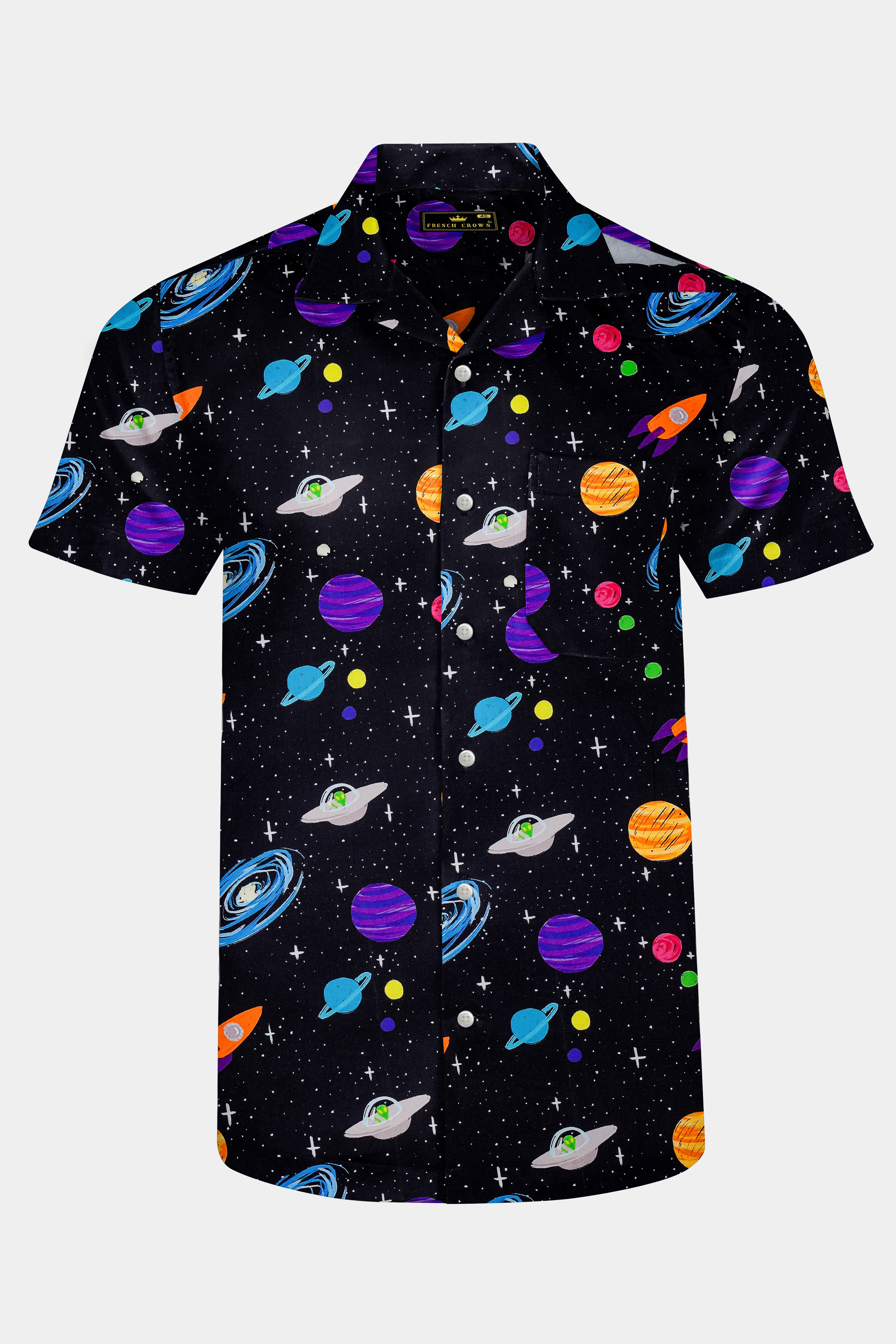 Jade Black Multicolour Galaxy Printed Super Soft Premium Cotton Shirt