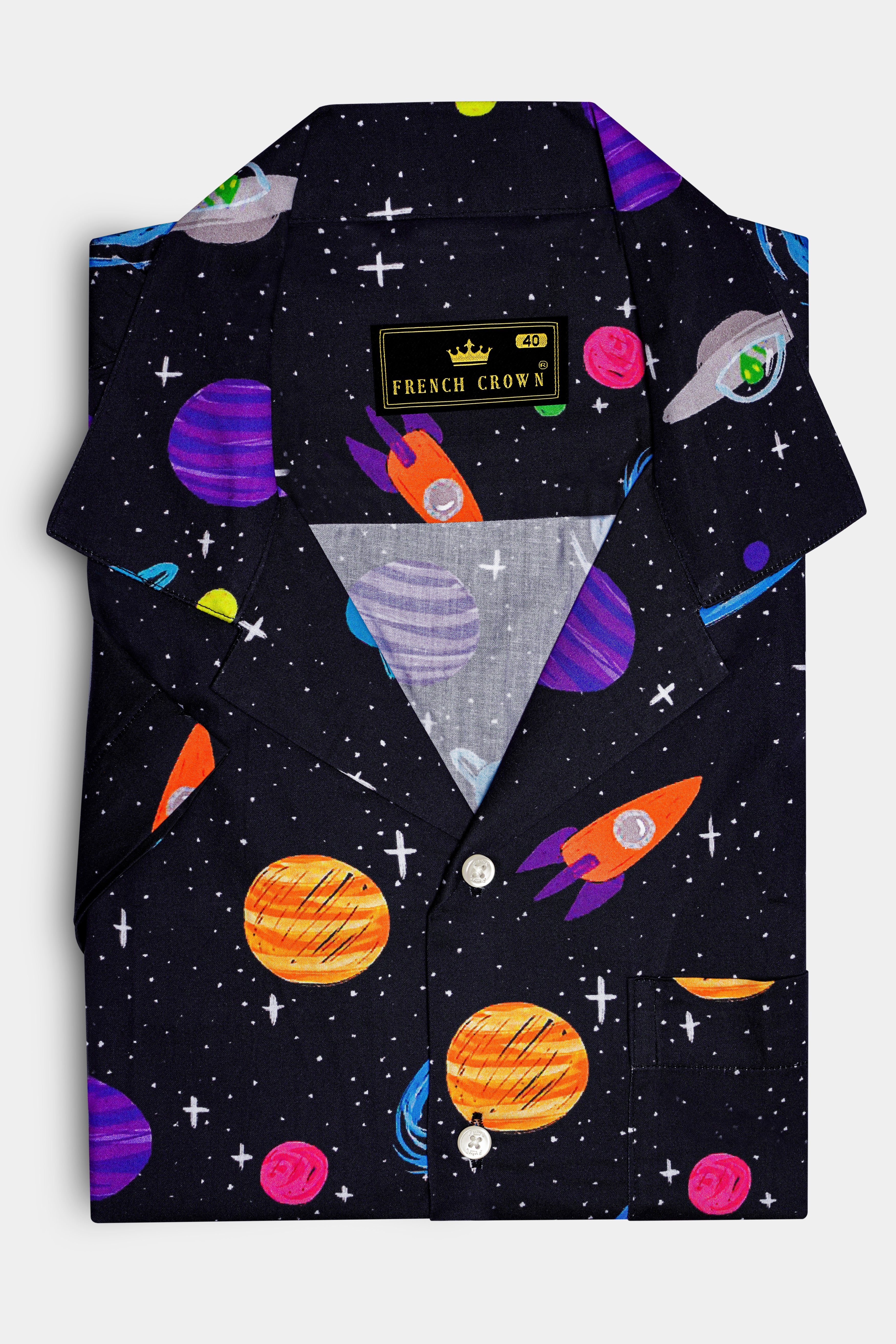 Jade Black Multicolour Galaxy Printed Super Soft Premium Cotton Shirt