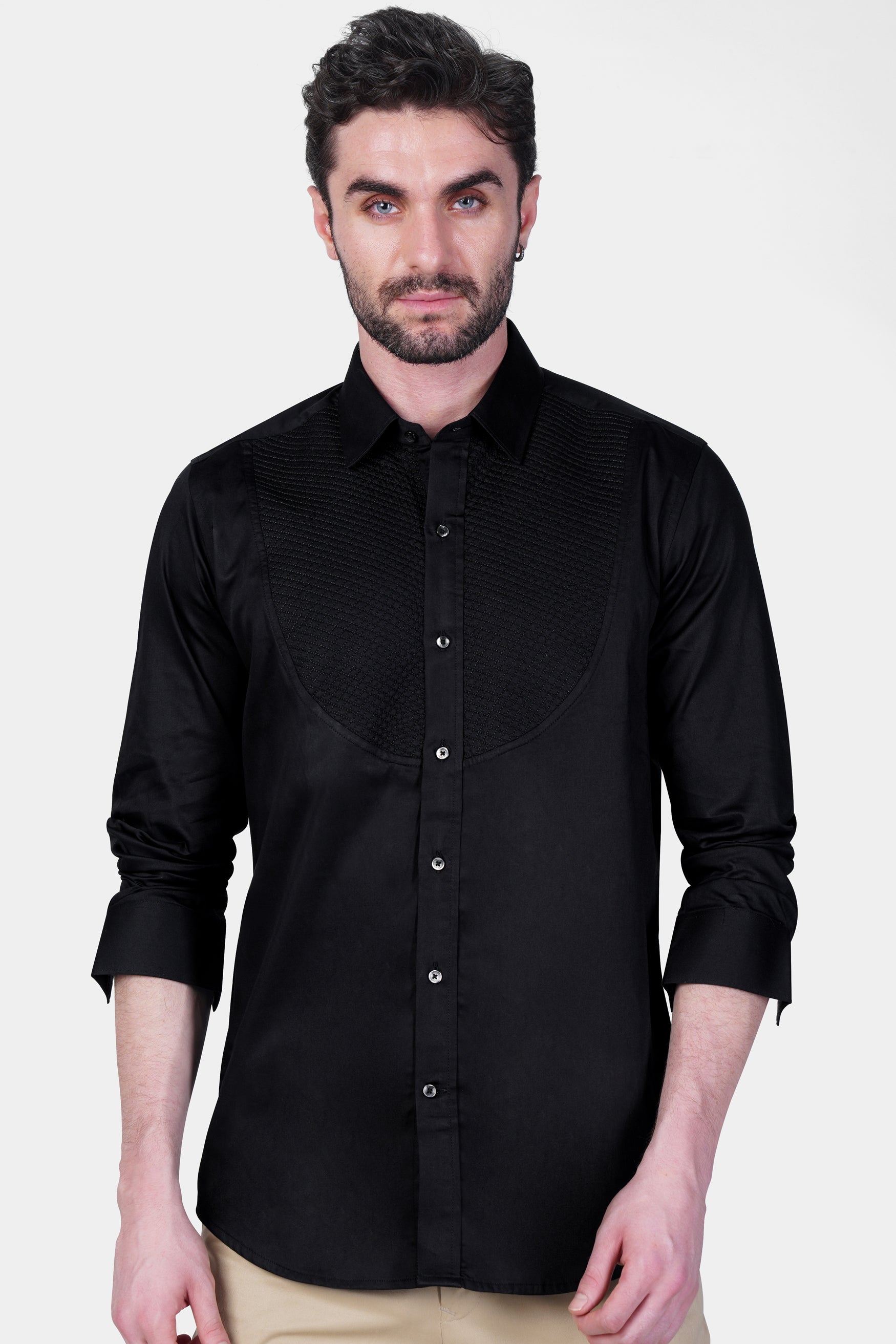Jade Black Super Soft Premium Cotton Embroidered Designer Shirt