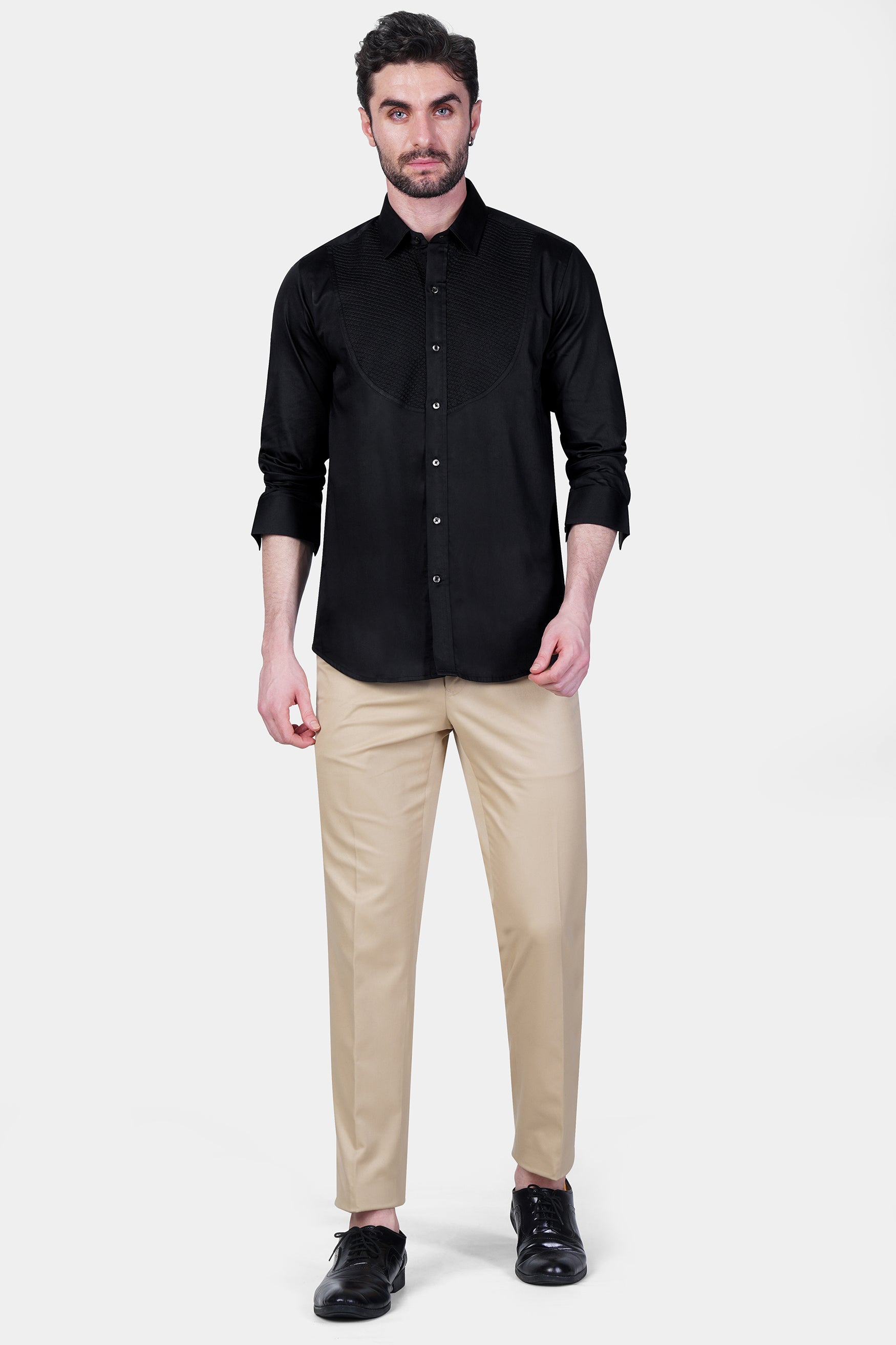 Jade Black Super Soft Premium Cotton Embroidered Designer Shirt