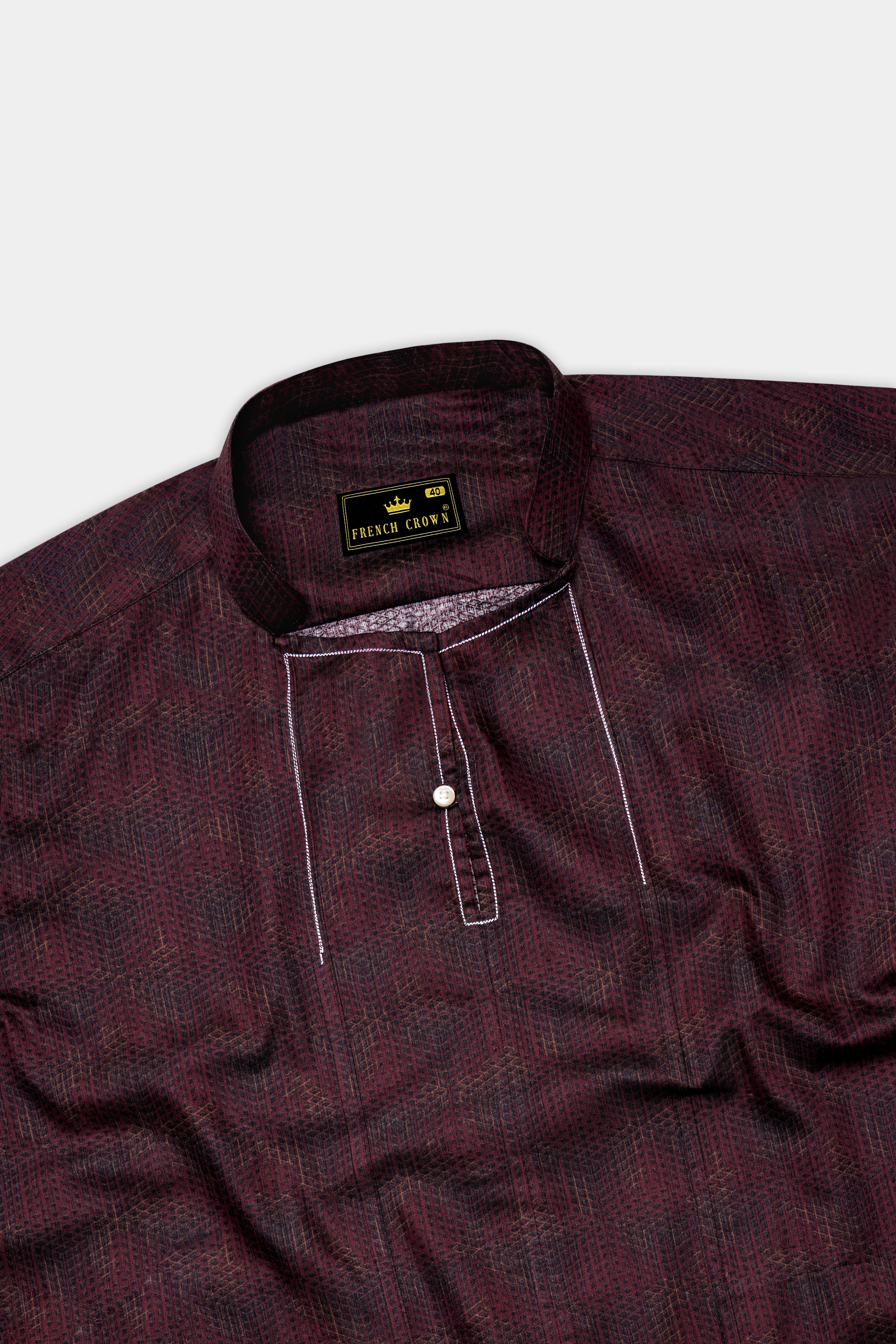 Congo Brown Subtle Checkered Super Soft Premium Cotton Designer Kurta Shirt