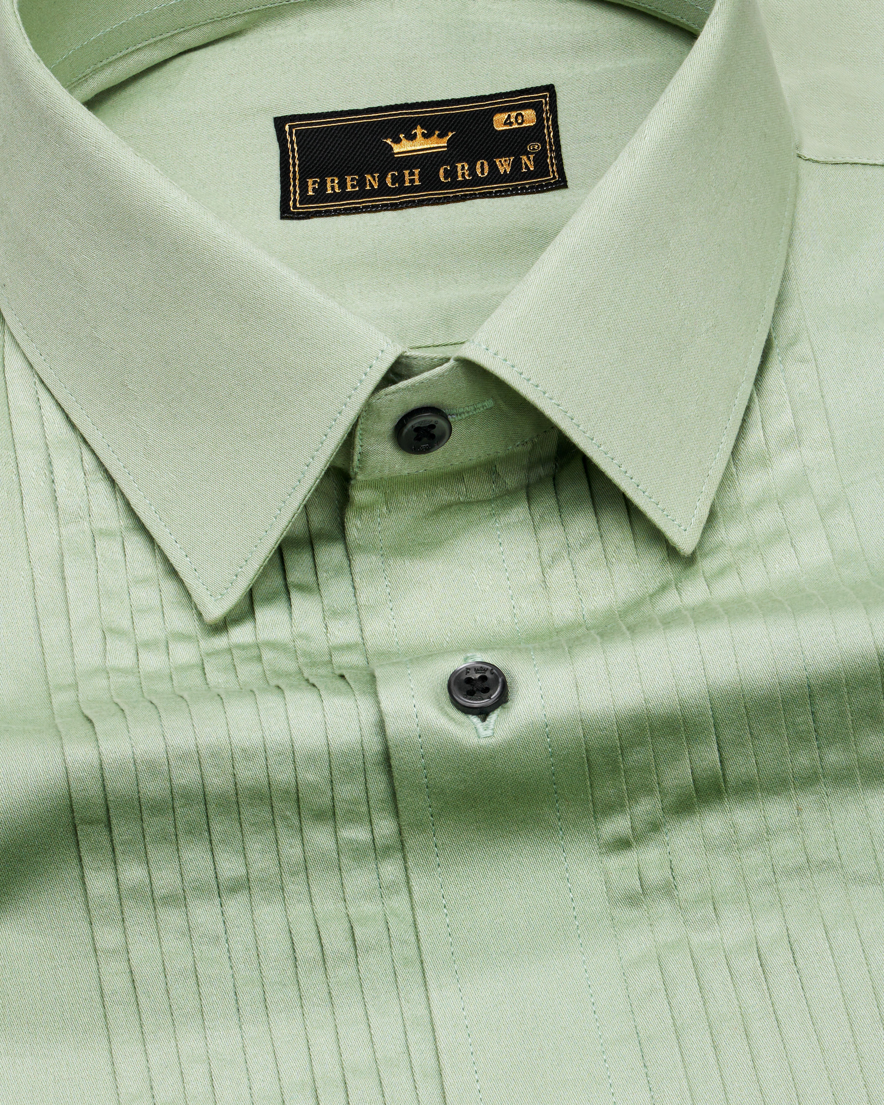 Coriander Green Subtle Sheen Snake Pleated Super Soft Premium Cotton Tuxedo Shirt 8664-BLK-TXD-38, 8664-BLK-TXD-H-38, 8664-BLK-TXD-39, 8664-BLK-TXD-H-39, 8664-BLK-TXD-40, 8664-BLK-TXD-H-40, 8664-BLK-TXD-42, 8664-BLK-TXD-H-42, 8664-BLK-TXD-44, 8664-BLK-TXD-H-44, 8664-BLK-TXD-46, 8664-BLK-TXD-H-46, 8664-BLK-TXD-48, 8664-BLK-TXD-H-48, 8664-BLK-TXD-50, 8664-BLK-TXD-H-50, 8664-BLK-TXD-52, 8664-BLK-TXD-H-52