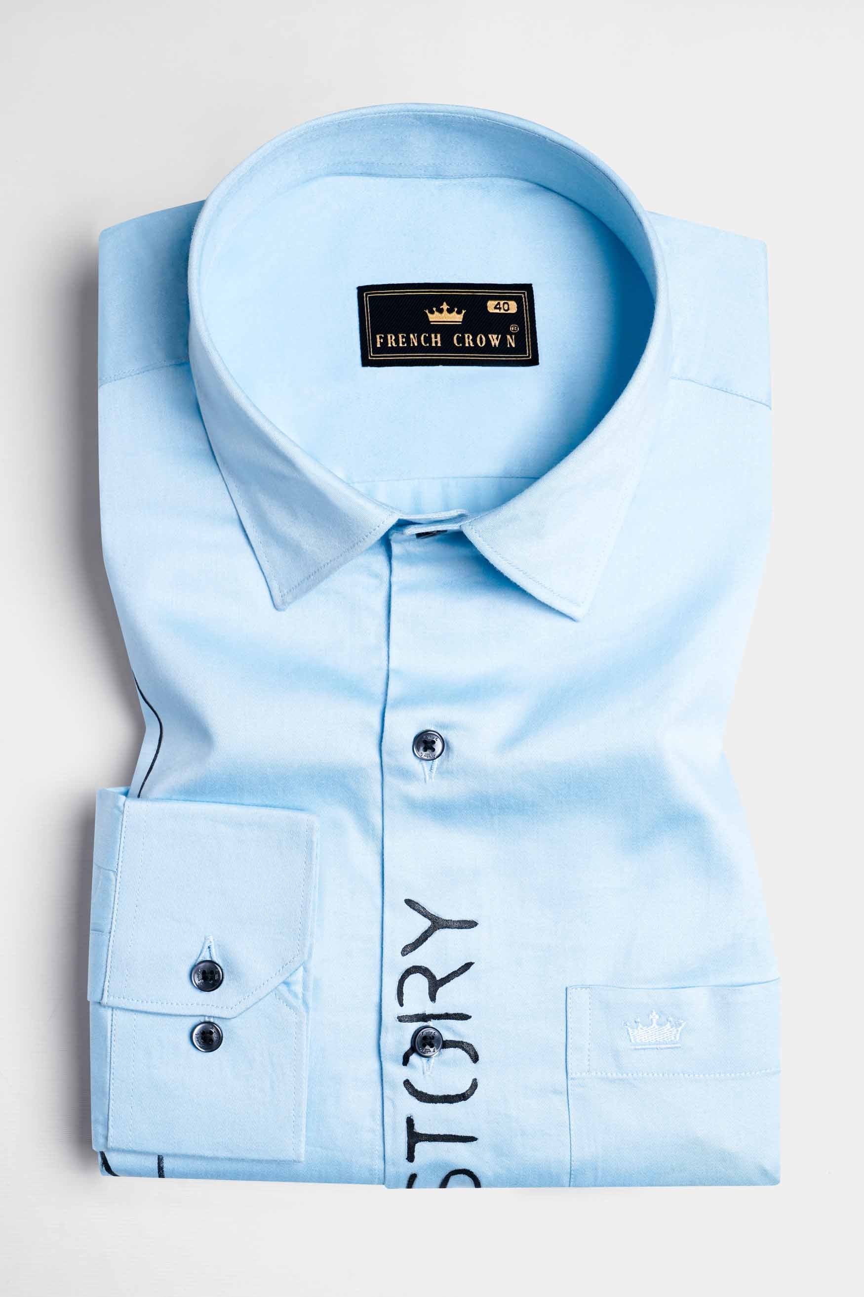 Cerulean Blue with Funky Black Hand Painted Super Soft Premium Cotton Designer shirt 8669-BLK-ART01-38, 8669-BLK-ART01-H-38, 8669-BLK-ART01-39, 8669-BLK-ART01-H-39, 8669-BLK-ART01-40, 8669-BLK-ART01-H-40, 8669-BLK-ART01-42, 8669-BLK-ART01-H-42, 8669-BLK-ART01-44, 8669-BLK-ART01-H-44, 8669-BLK-ART01-46, 8669-BLK-ART01-H-46, 8669-BLK-ART01-48, 8669-BLK-ART01-H-48, 8669-BLK-ART01-50, 8669-BLK-ART01-H-50, 8669-BLK-ART01-52, 8669-BLK-ART01-H-52