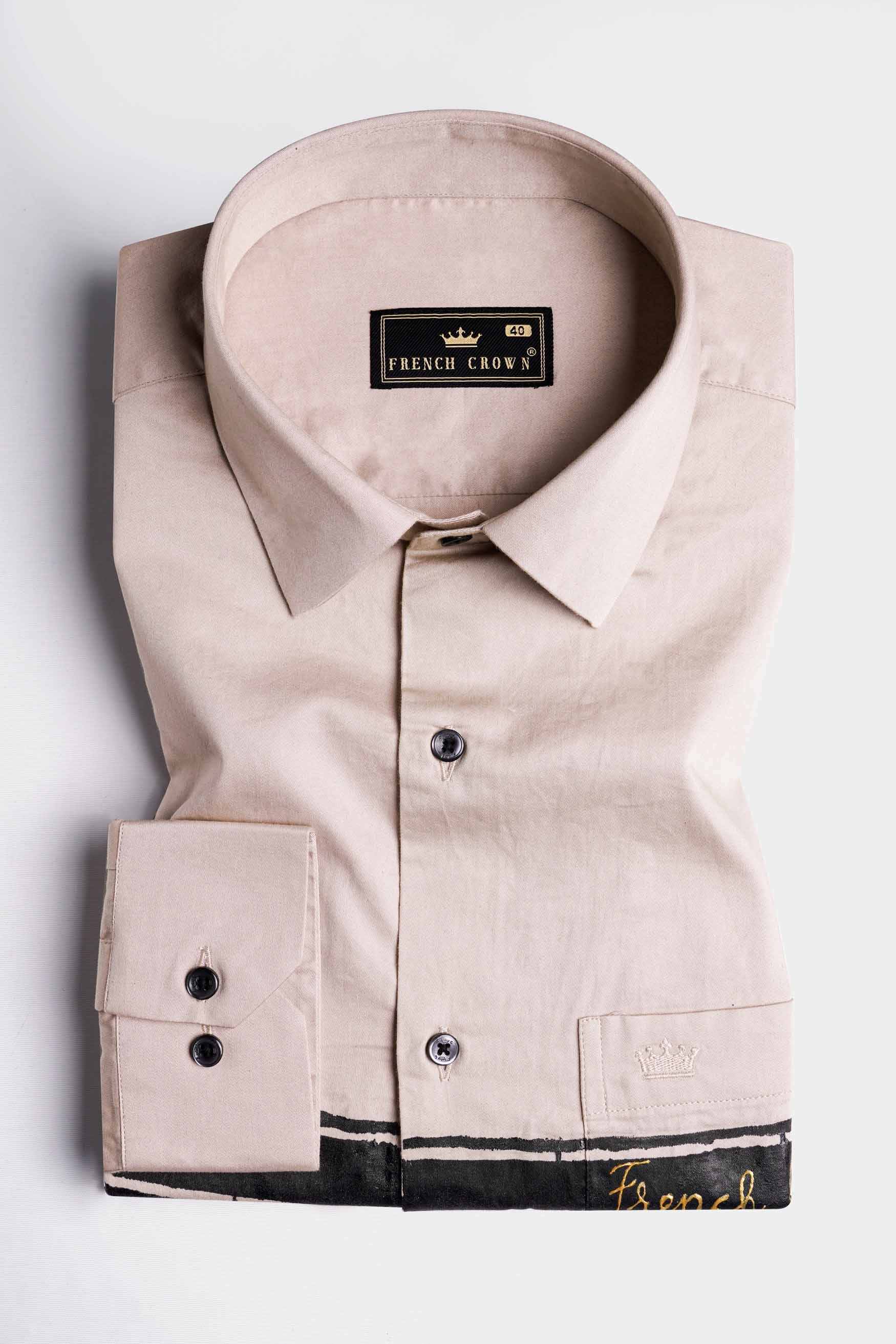 Heathered Brown and Black Hand Painted Super Soft Premium Cotton Designer Signature Shirt 8685-BLK-ART01-38, 8685-BLK-ART01-H-38, 8685-BLK-ART01-39, 8685-BLK-ART01-H-39, 8685-BLK-ART01-40, 8685-BLK-ART01-H-40, 8685-BLK-ART01-42, 8685-BLK-ART01-H-42, 8685-BLK-ART01-44, 8685-BLK-ART01-H-44, 8685-BLK-ART01-46, 8685-BLK-ART01-H-46, 8685-BLK-ART01-48, 8685-BLK-ART01-H-48, 8685-BLK-ART01-50, 8685-BLK-ART01-H-50, 8685-BLK-ART01-52, 8685-BLK-ART01-H-52