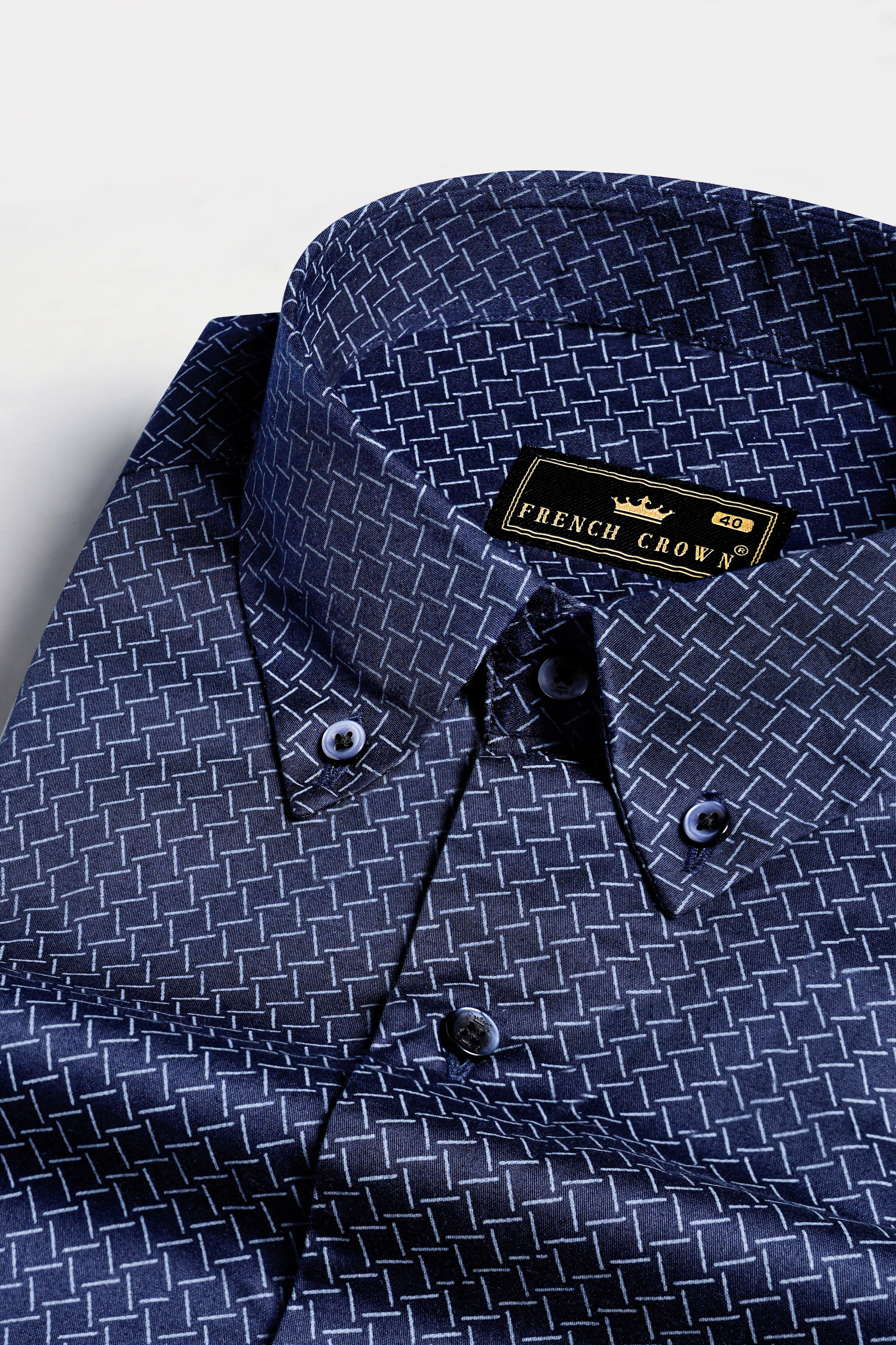 Mirage Blue Printed Royal Oxford Shirt
