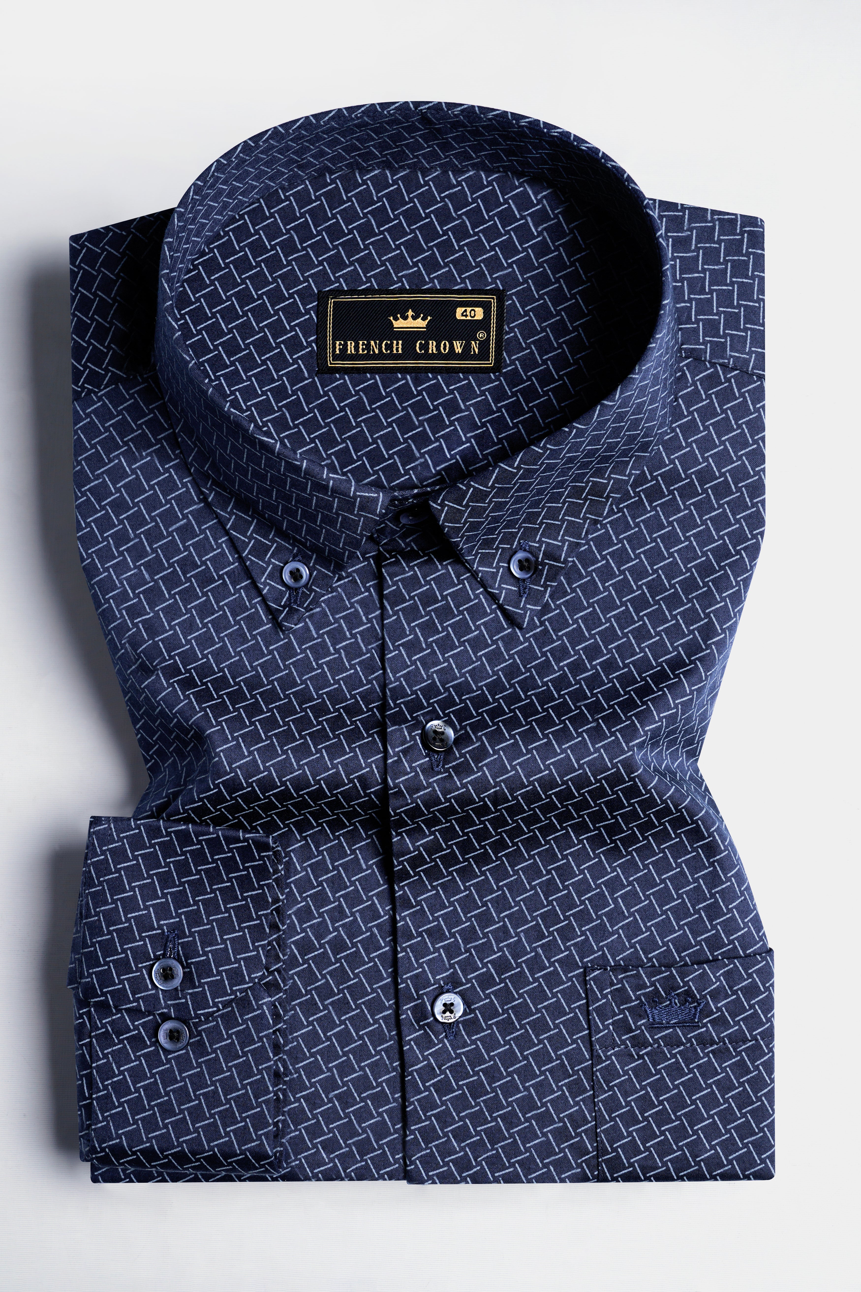 Mirage Blue Printed Royal Oxford Shirt