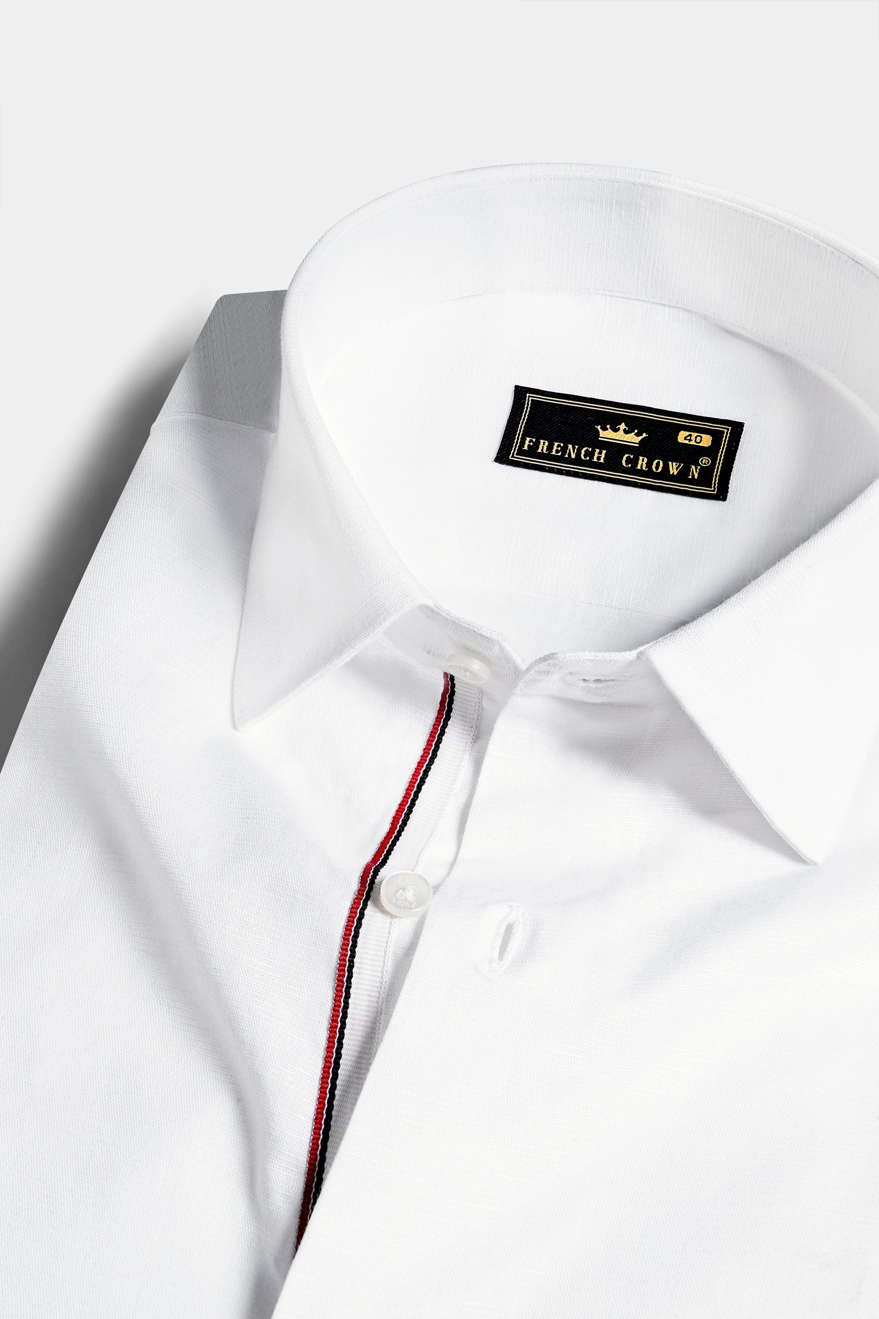 Bright White Detailed Luxurious Italian Linen SHIRT