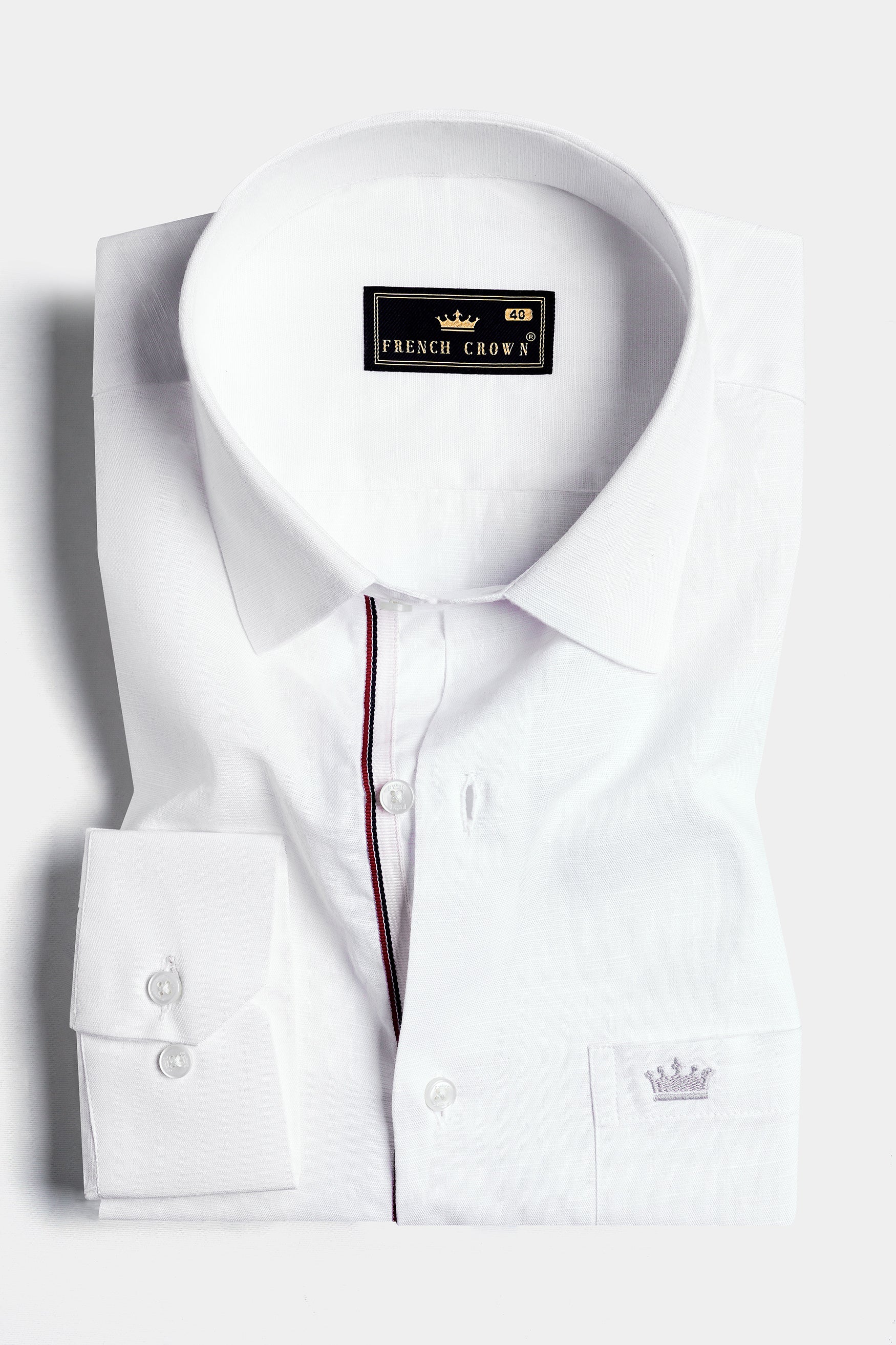 Bright White Detailed Luxurious Italian Linen SHIRT