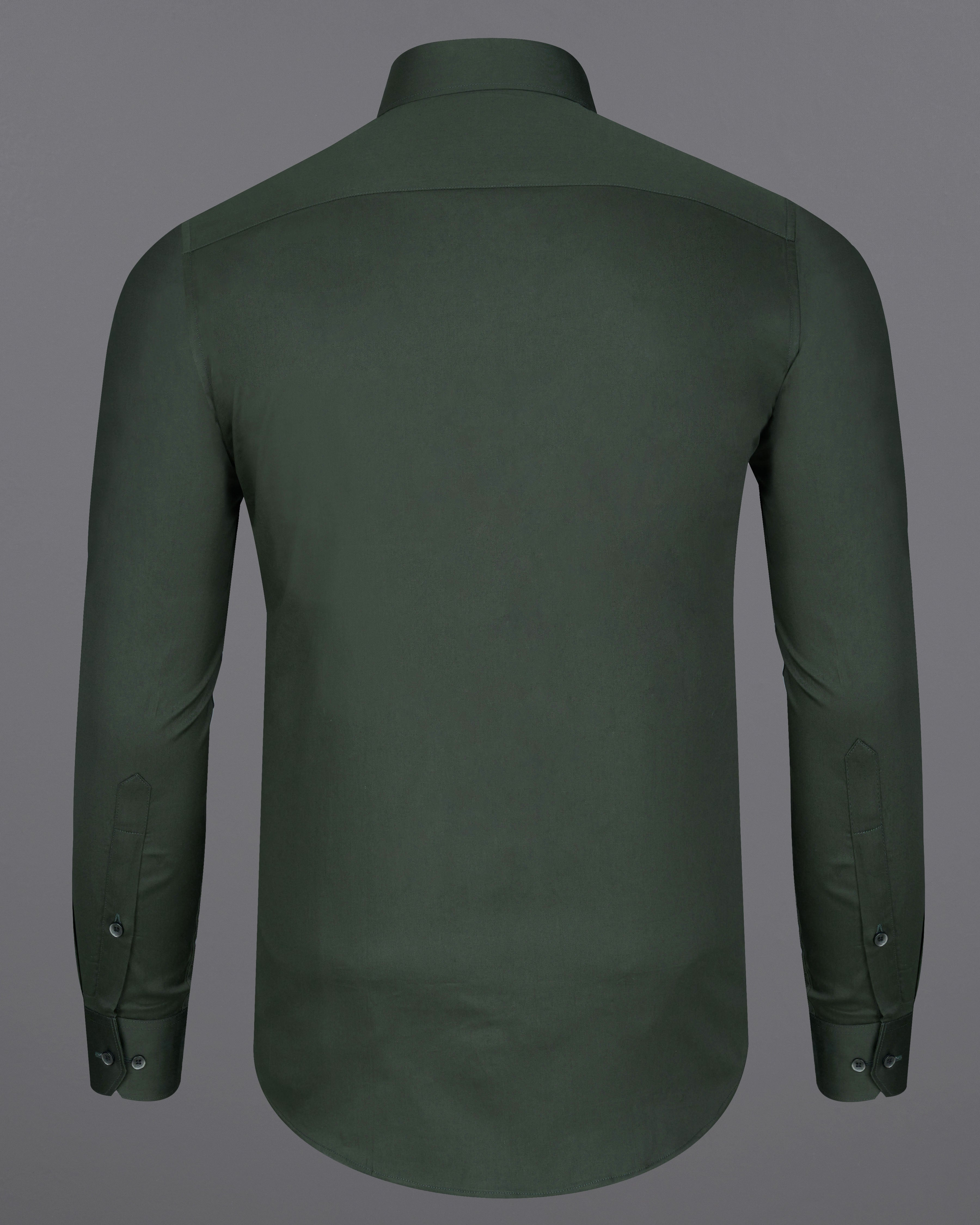 Timber Green Subtle Sheen Snake Pleated Super Soft Premium Cotton Tuxedo Shirt