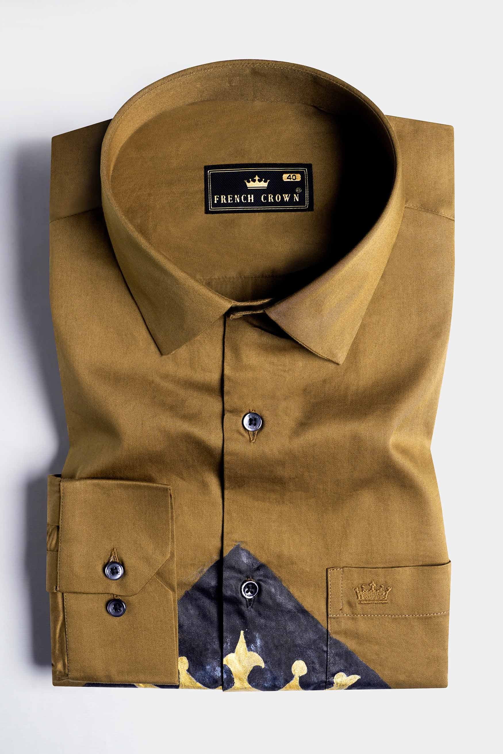 Nutmeg Brown Brand Name Hand Painted Subtle Sheen Super Soft Premium Cotton Designer Shirt 8853-BLK-ART-38, 8853-BLK-ART-H-38, 8853-BLK-ART-39, 8853-BLK-ART-H-39, 8853-BLK-ART-40, 8853-BLK-ART-H-40, 8853-BLK-ART-42, 8853-BLK-ART-H-42, 8853-BLK-ART-44, 8853-BLK-ART-H-44, 8853-BLK-ART-46, 8853-BLK-ART-H-46, 8853-BLK-ART-48, 8853-BLK-ART-H-48, 8853-BLK-ART-50, 8853-BLK-ART-H-50, 8853-BLK-ART-52, 8853-BLK-ART-H-52