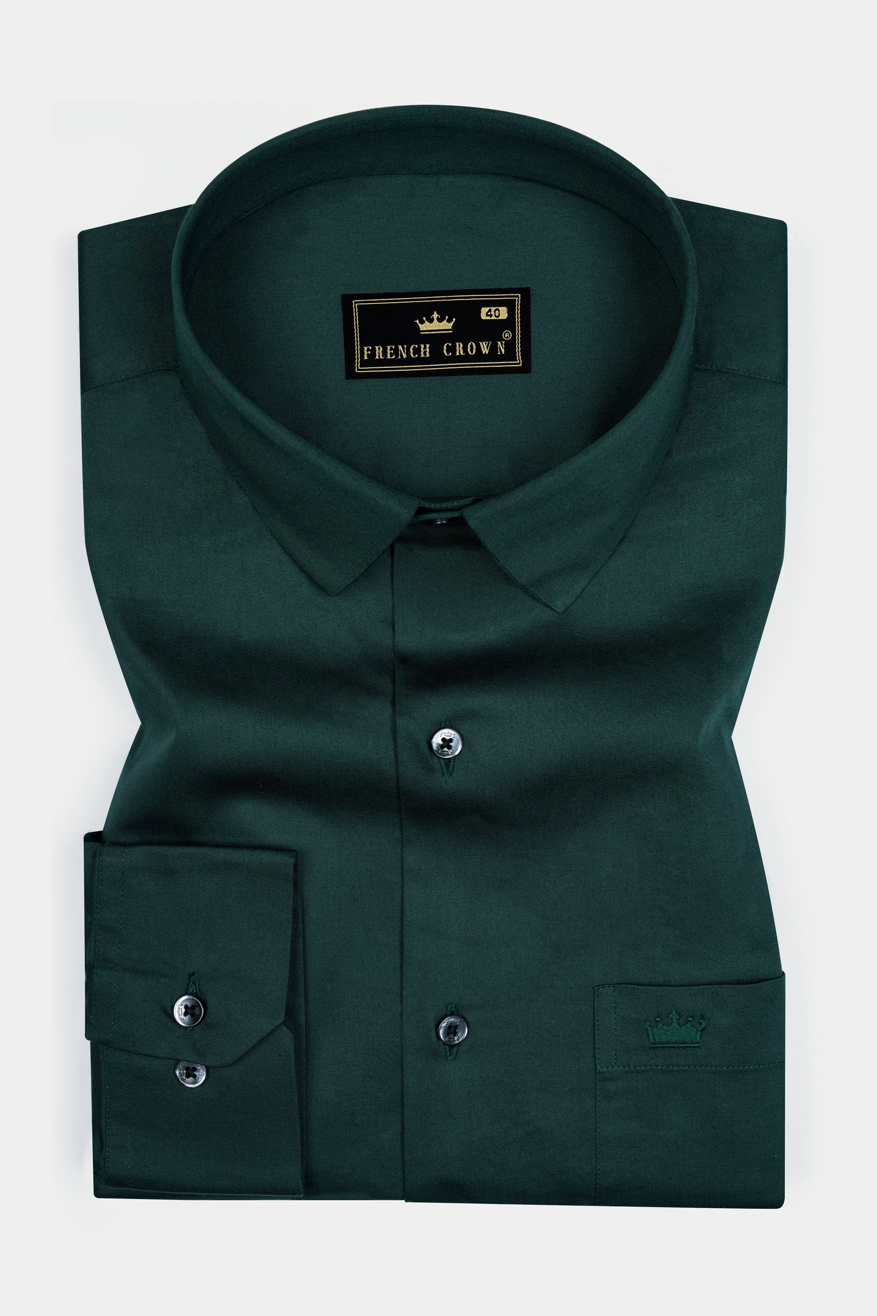 Burnham Green French Crown Printed Subtle Sheen Super Soft Premium Cotton Designer Shirt