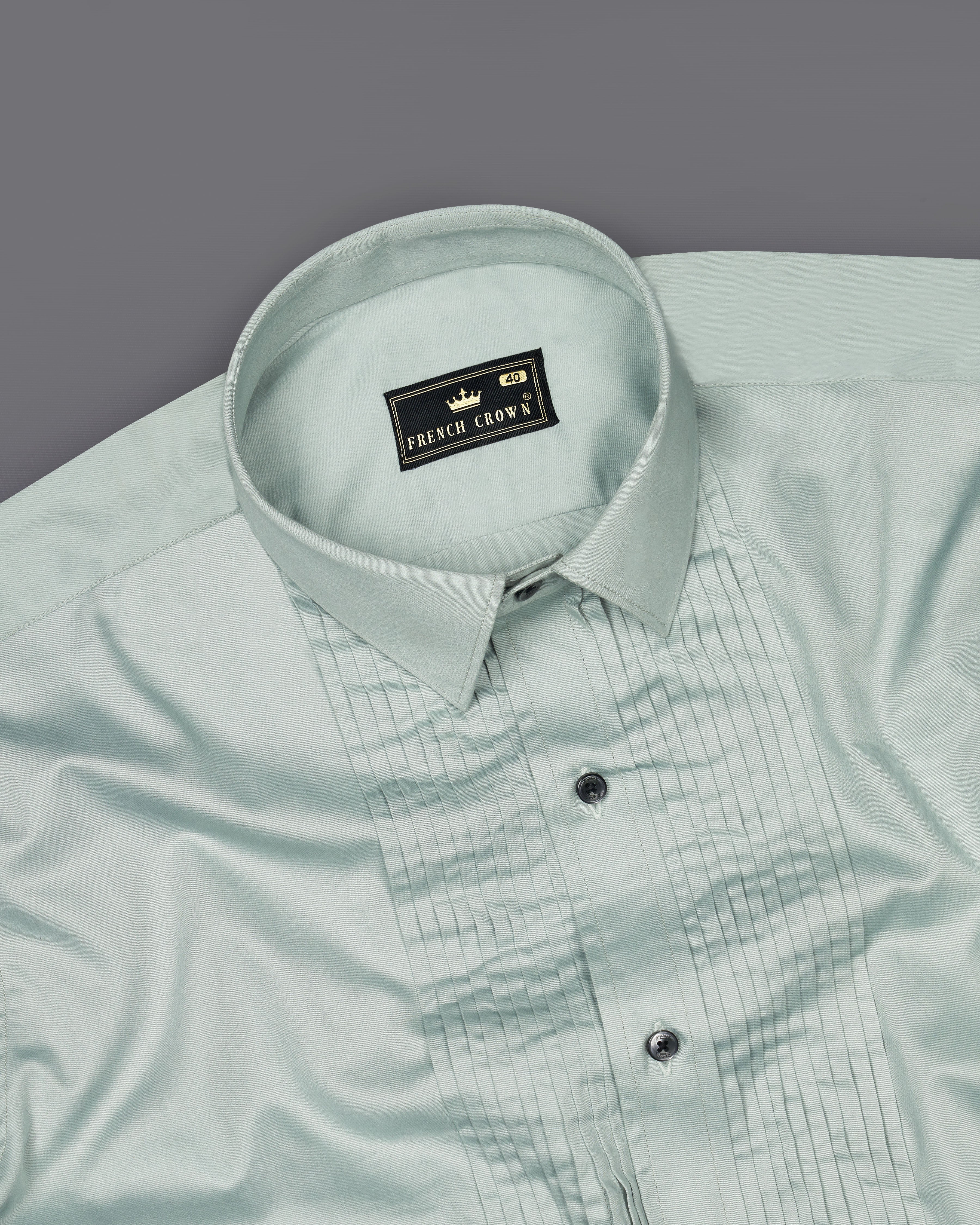 Periglacial Green Subtle Sheen Snake Pleated Super Soft Premium Cotton Tuxedo Shirt 8860-BLK-TXD-38, 8860-BLK-TXD-H-38, 8860-BLK-TXD-39, 8860-BLK-TXD-H-39, 8860-BLK-TXD-40, 8860-BLK-TXD-H-40, 8860-BLK-TXD-42, 8860-BLK-TXD-H-42, 8860-BLK-TXD-44, 8860-BLK-TXD-H-44, 8860-BLK-TXD-46, 8860-BLK-TXD-H-46, 8860-BLK-TXD-48, 8860-BLK-TXD-H-48, 8860-BLK-TXD-50, 8860-BLK-TXD-H-50, 8860-BLK-TXD-52, 8860-BLK-TXD-H-52