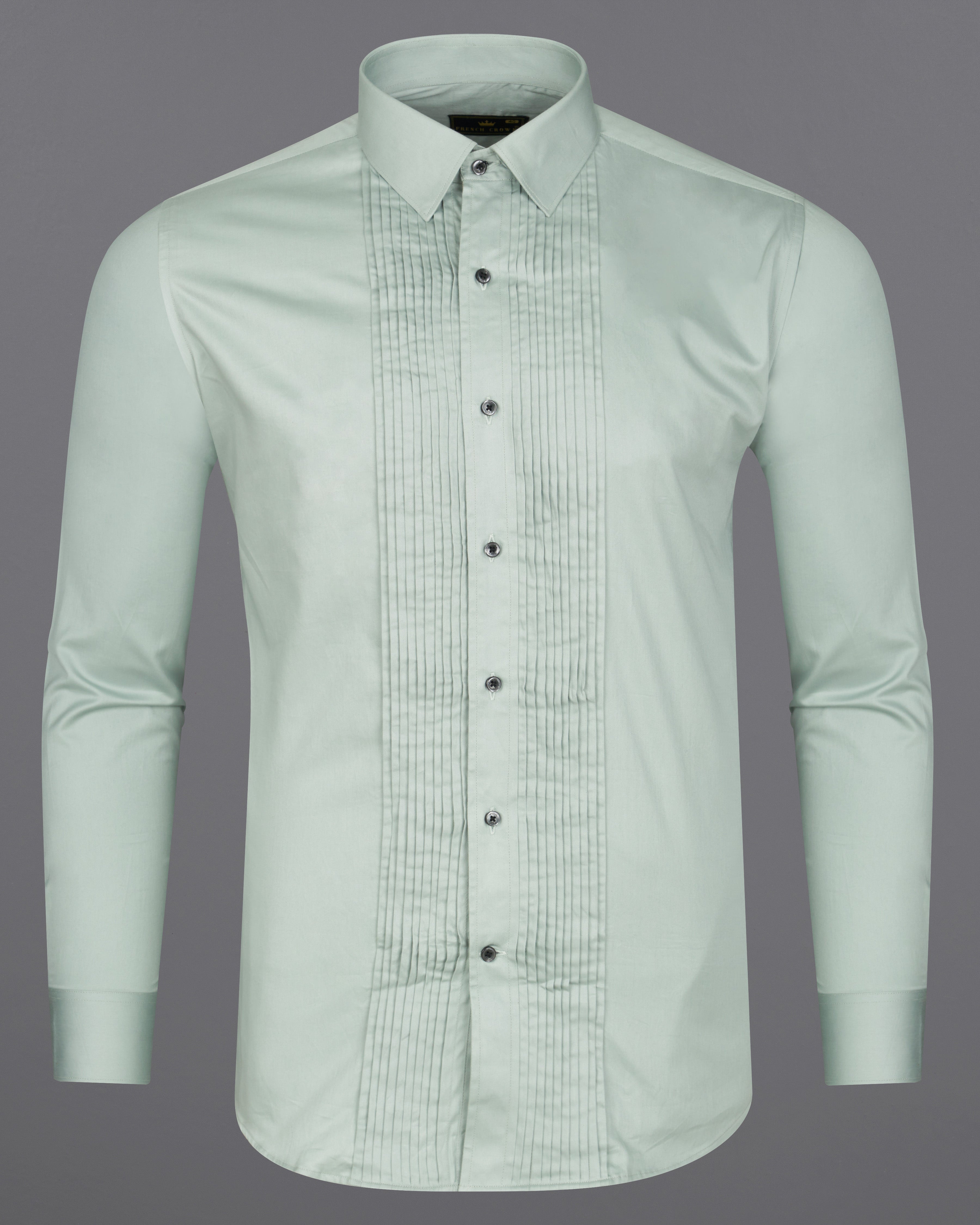 Periglacial Green Subtle Sheen Snake Pleated Super Soft Premium Cotton Tuxedo Shirt 8860-BLK-TXD-38, 8860-BLK-TXD-H-38, 8860-BLK-TXD-39, 8860-BLK-TXD-H-39, 8860-BLK-TXD-40, 8860-BLK-TXD-H-40, 8860-BLK-TXD-42, 8860-BLK-TXD-H-42, 8860-BLK-TXD-44, 8860-BLK-TXD-H-44, 8860-BLK-TXD-46, 8860-BLK-TXD-H-46, 8860-BLK-TXD-48, 8860-BLK-TXD-H-48, 8860-BLK-TXD-50, 8860-BLK-TXD-H-50, 8860-BLK-TXD-52, 8860-BLK-TXD-H-52