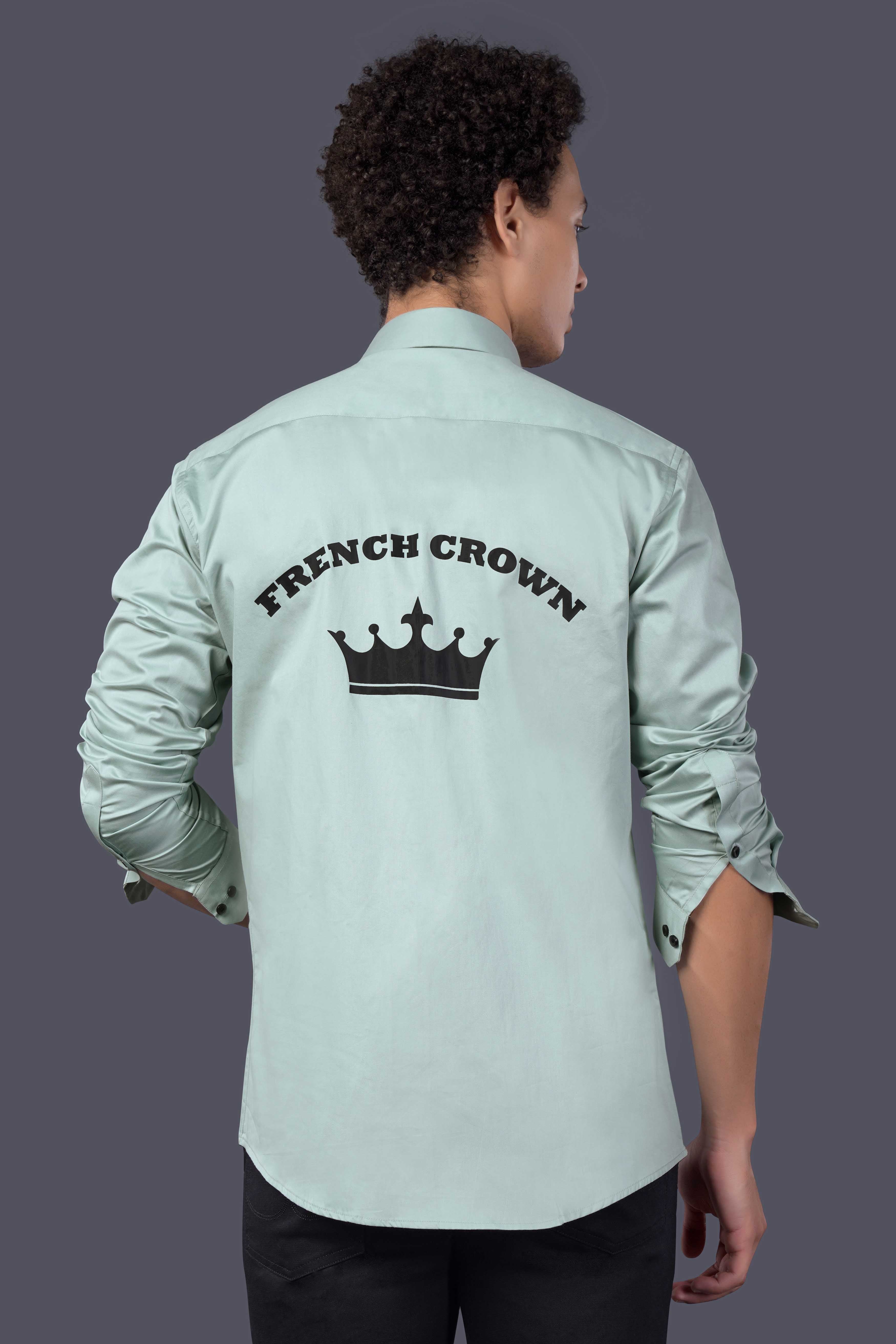 Cyan Green French Crown Printed Subtle Sheen Super Soft Premium Cotton Designer Shirt
