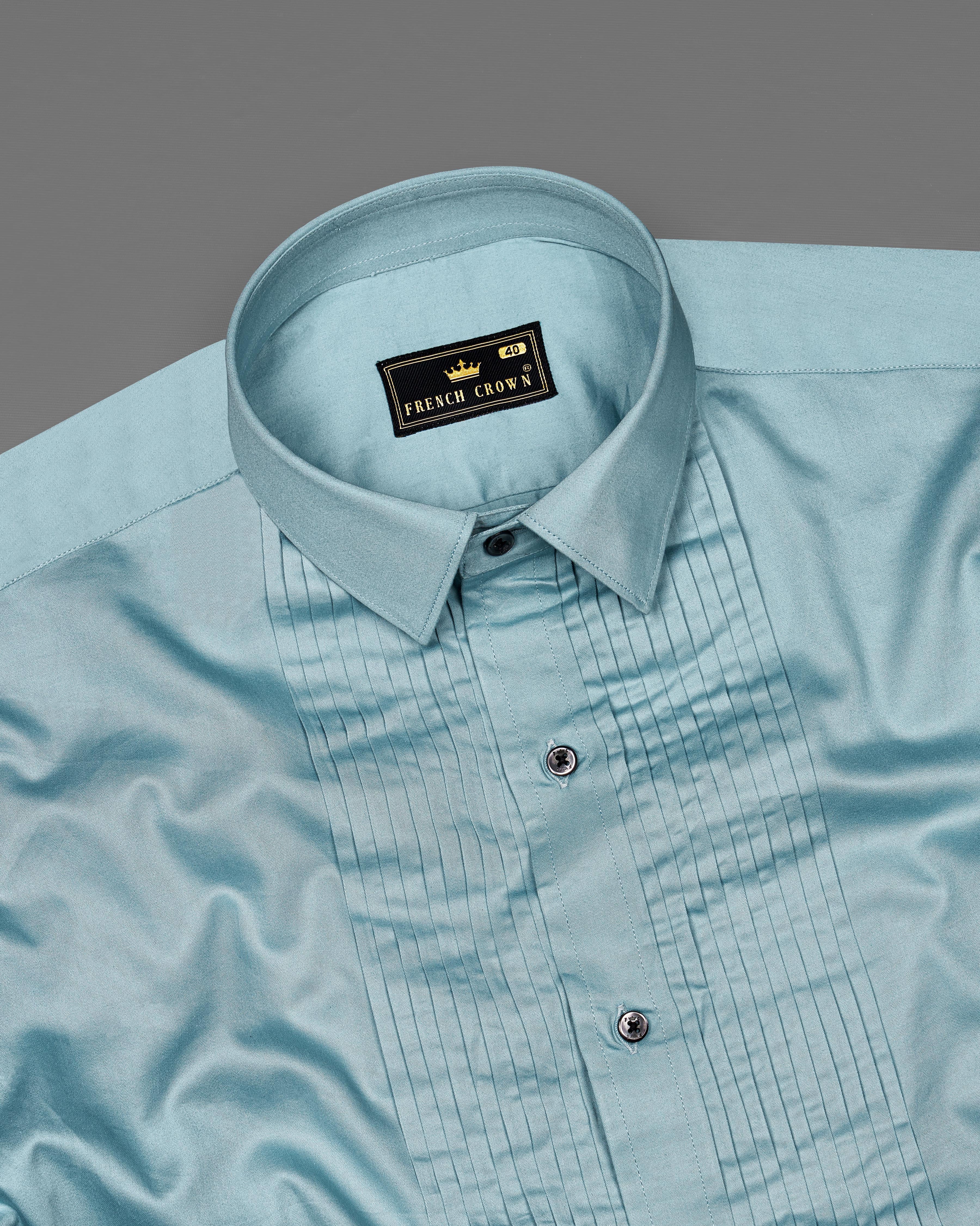 Glacier Blue Snake Pleated Super Soft Premium Cotton Tuxedo Shirt 8862-BLK-TXD-38, 8862-BLK-TXD-H-38,  8862-BLK-TXD-39,  8862-BLK-TXD-H-39,  8862-BLK-TXD-40,  8862-BLK-TXD-H-40,  8862-BLK-TXD-42,  8862-BLK-TXD-H-42,  8862-BLK-TXD-44,  8862-BLK-TXD-H-44,  8862-BLK-TXD-46,  8862-BLK-TXD-H-46,  8862-BLK-TXD-48,  8862-BLK-TXD-H-48,  8862-BLK-TXD-50,  8862-BLK-TXD-H-50,  8862-BLK-TXD-52,  8862-BLK-TXD-H-52