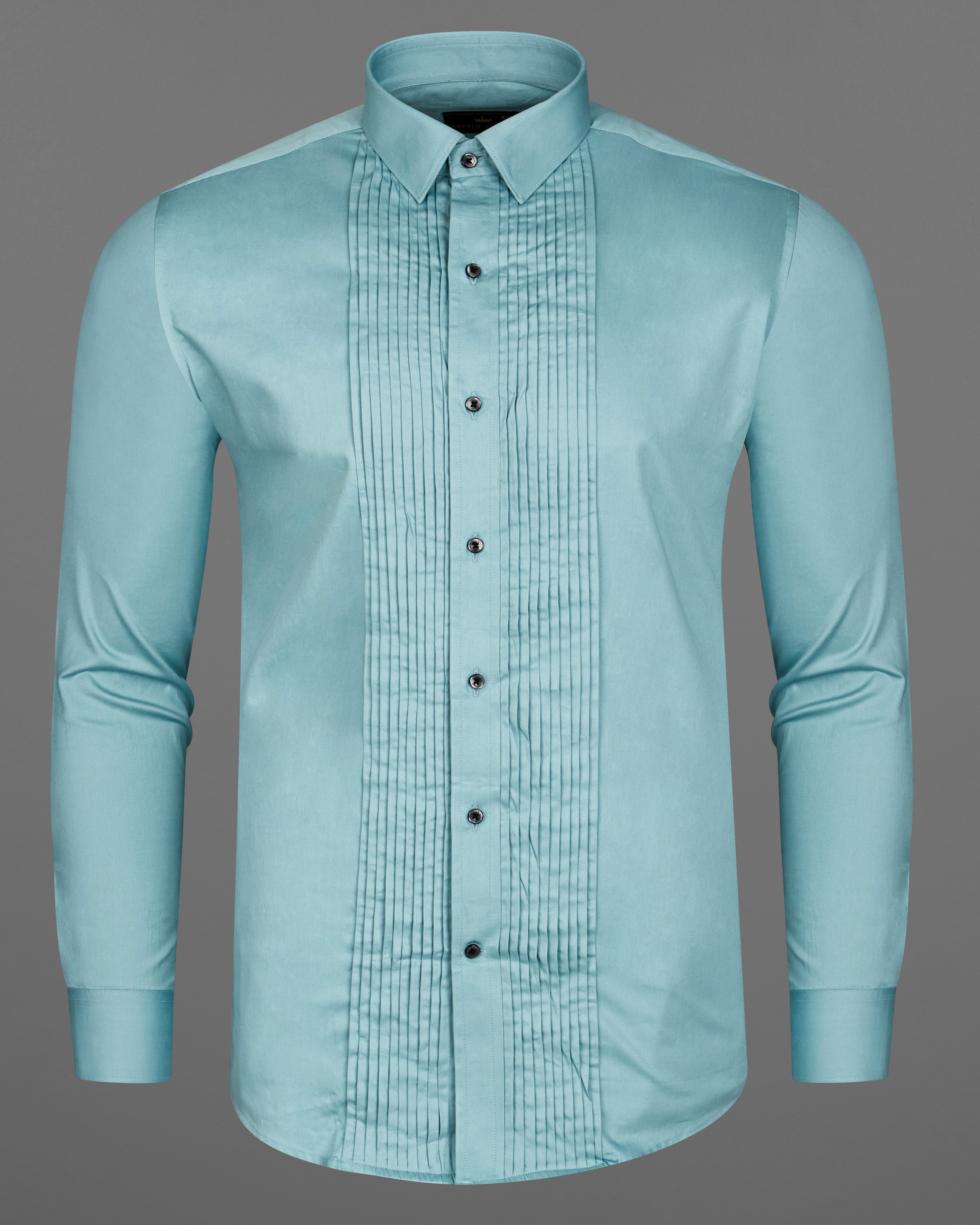 Glacier Blue Snake Pleated Super Soft Premium Cotton Tuxedo Shirt 8862-BLK-TXD-38, 8862-BLK-TXD-H-38,  8862-BLK-TXD-39,  8862-BLK-TXD-H-39,  8862-BLK-TXD-40,  8862-BLK-TXD-H-40,  8862-BLK-TXD-42,  8862-BLK-TXD-H-42,  8862-BLK-TXD-44,  8862-BLK-TXD-H-44,  8862-BLK-TXD-46,  8862-BLK-TXD-H-46,  8862-BLK-TXD-48,  8862-BLK-TXD-H-48,  8862-BLK-TXD-50,  8862-BLK-TXD-H-50,  8862-BLK-TXD-52,  8862-BLK-TXD-H-52