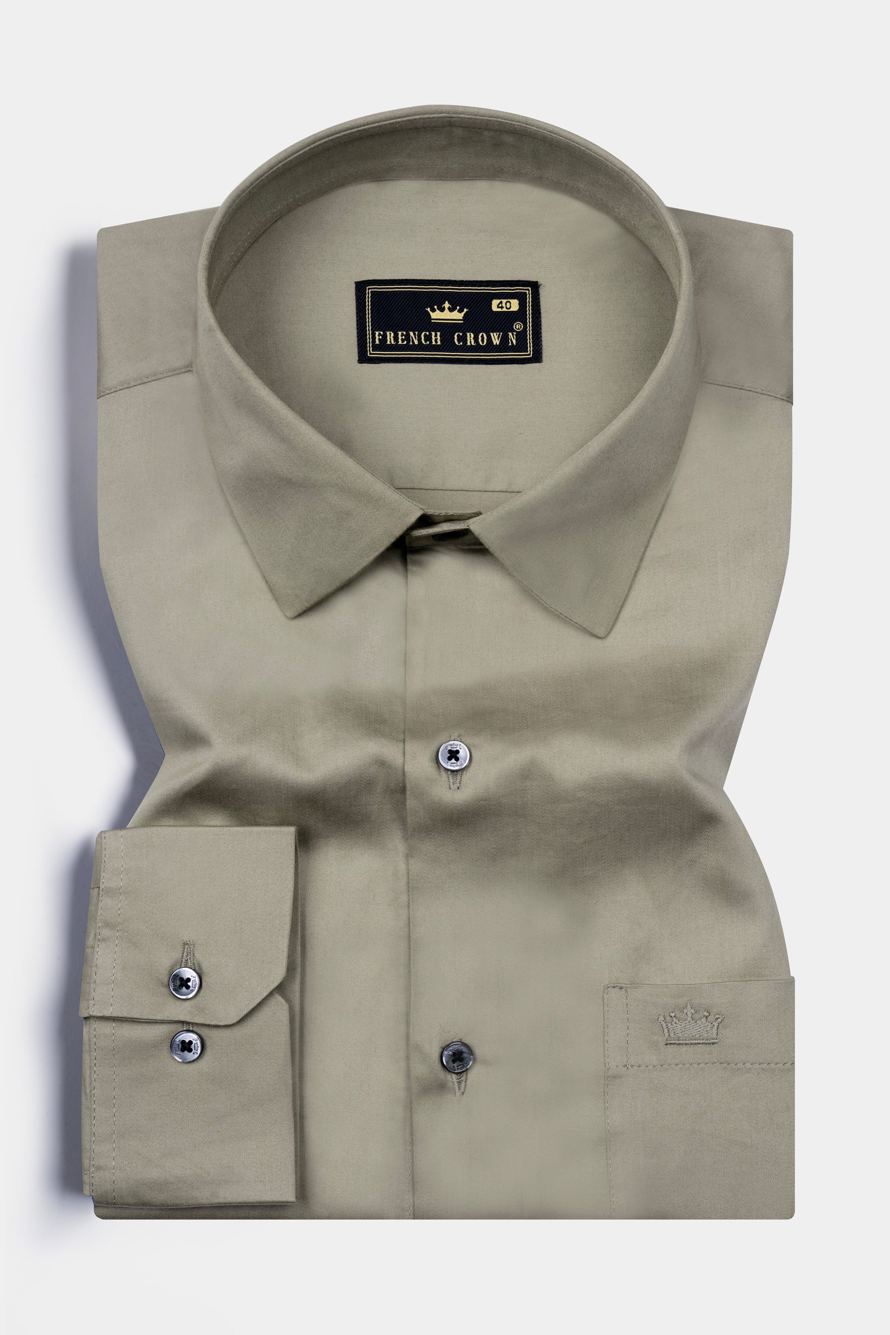 Oyster Brown French Crown Printed Subtle Sheen Super Soft Premium Cotton Designer Shirt