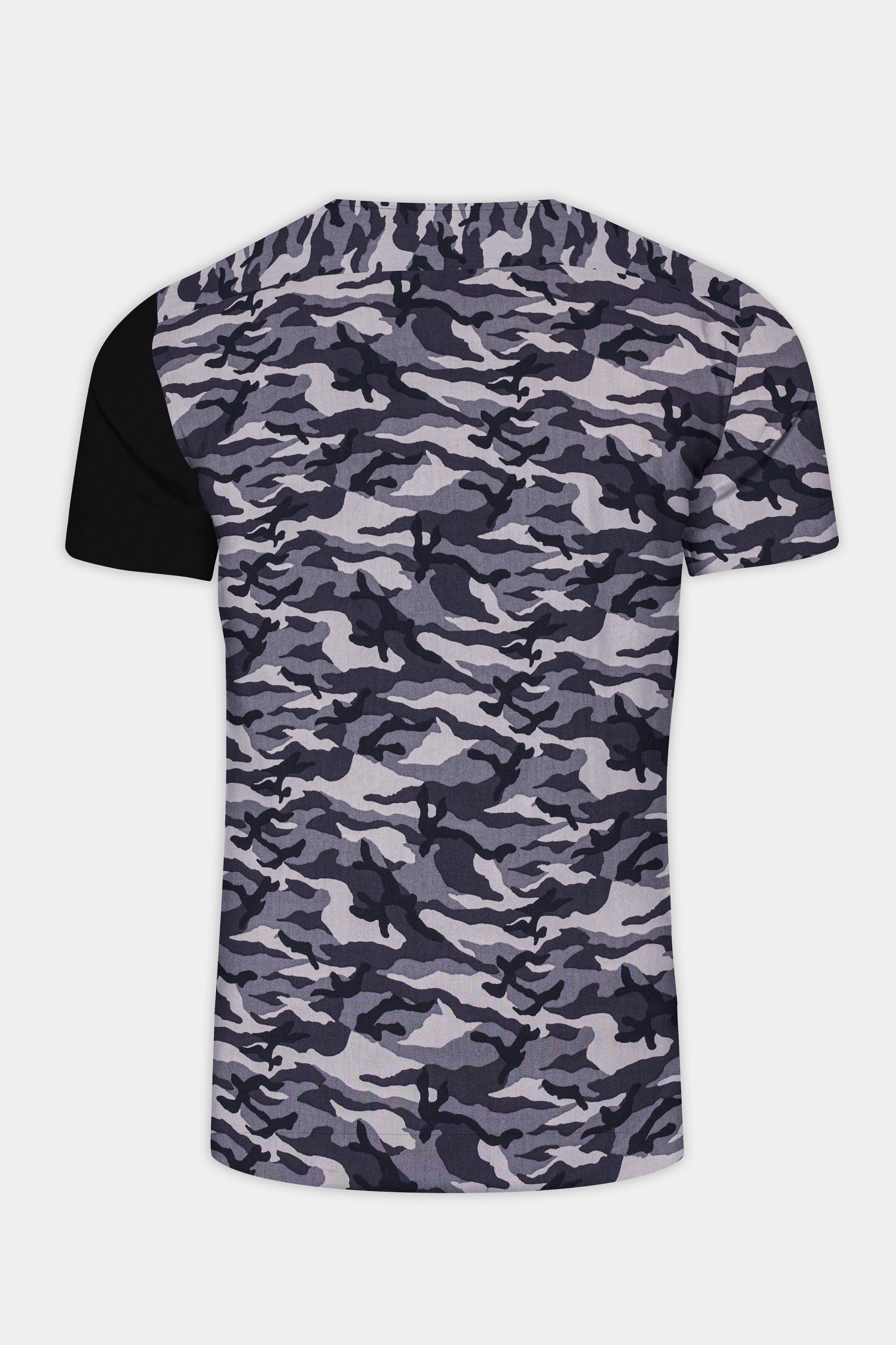 Half Camouflage Printed and Half-Black Royal Oxford Designer Bush Shirt