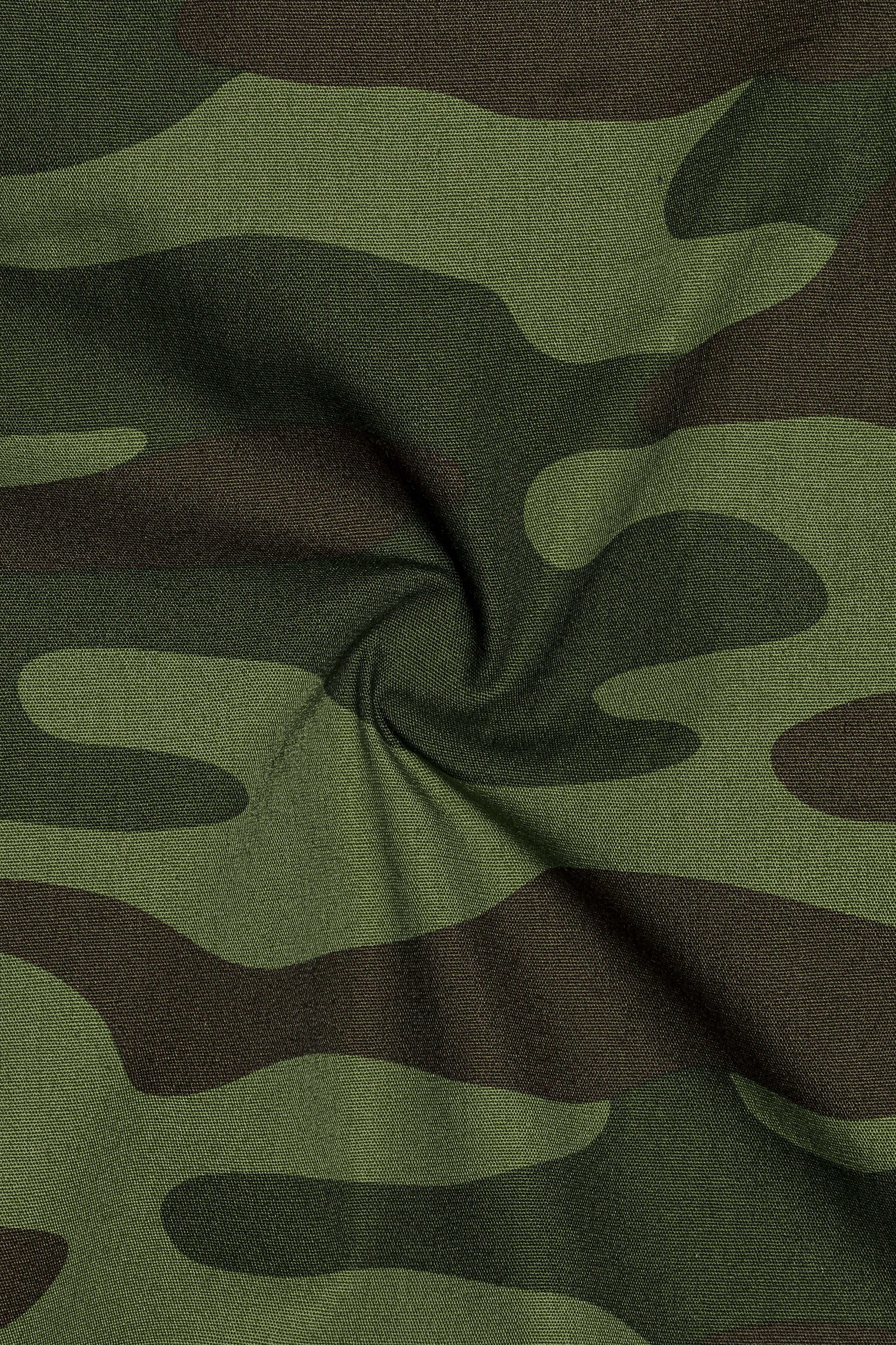 Mallard with Asparagus Green and Fuscous Brown Camouflage Printed Royal Oxford Shirt
