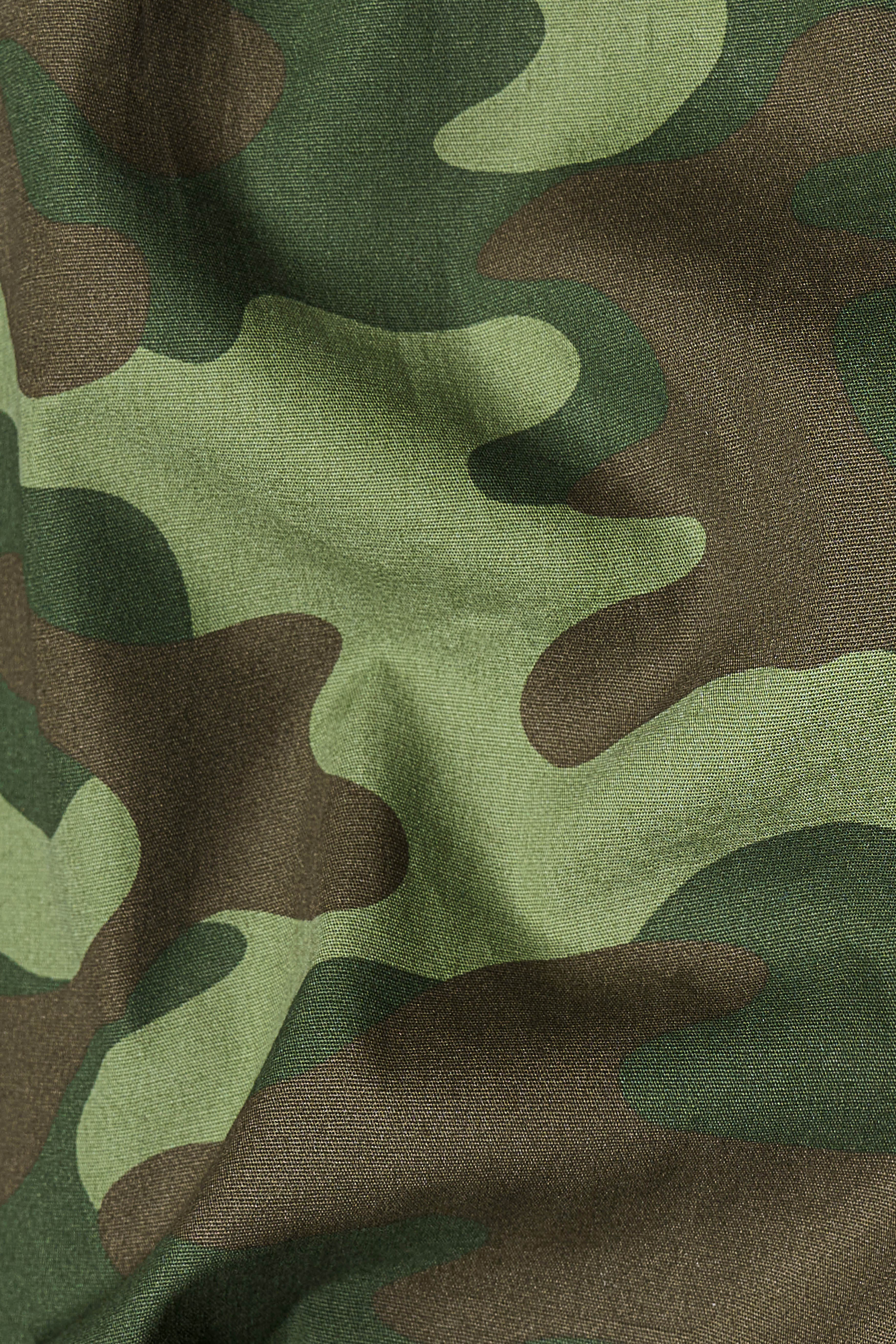 Mallard Green with Fuscous Brown Camouflage Printed Royal Oxford Designer zipper Jacket