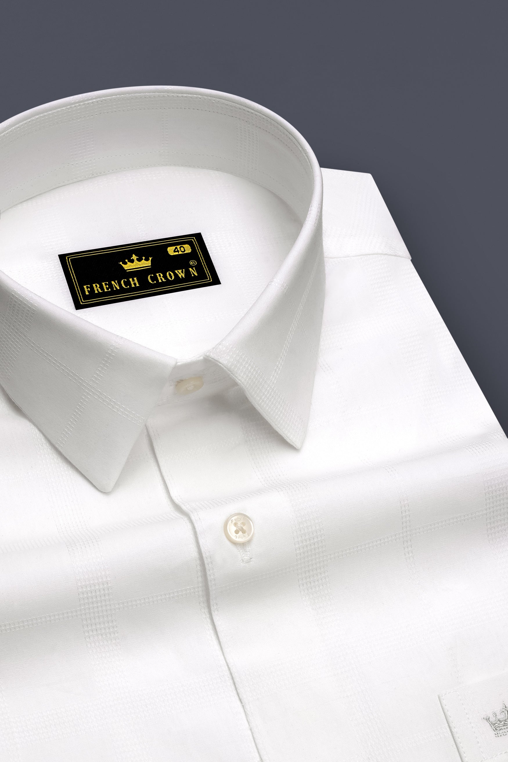 Bright White Dobby Textured Premium Giza Cotton Shirt